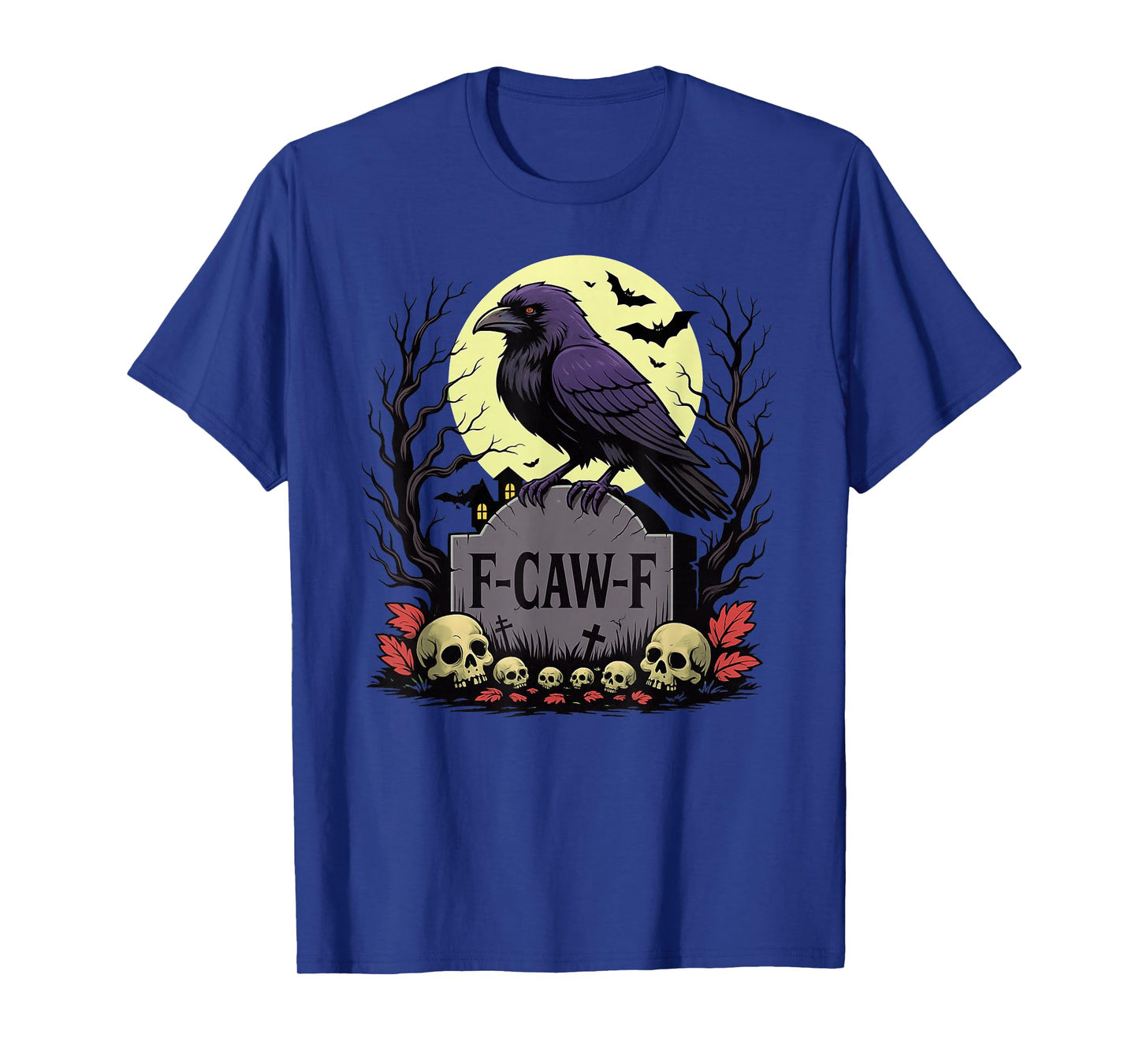 F-CAW-F Crow Gothic Black Bird Skull Tombstone Halloween T-Shirt