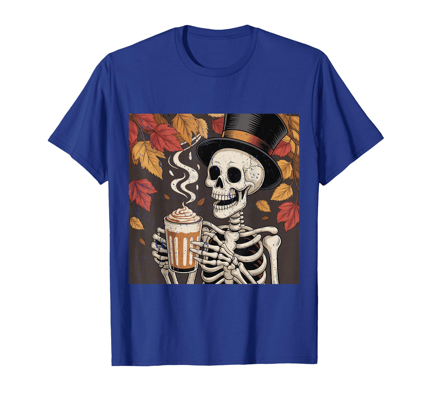 Vintage Halloween Skeleton Pumpkin Spice Latte Syrup Creamer T-Shirt