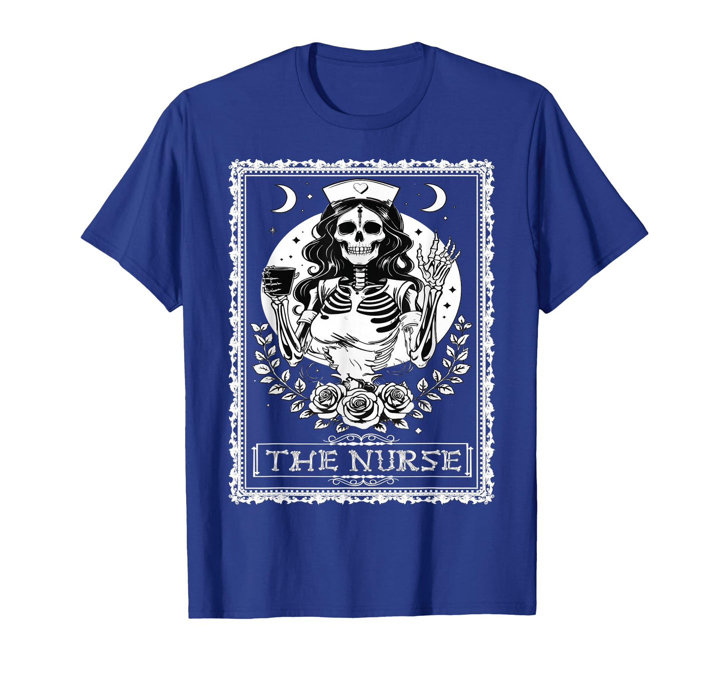 Gothic Skeleton Nurse Rose Dark Horror Design T-Shirt