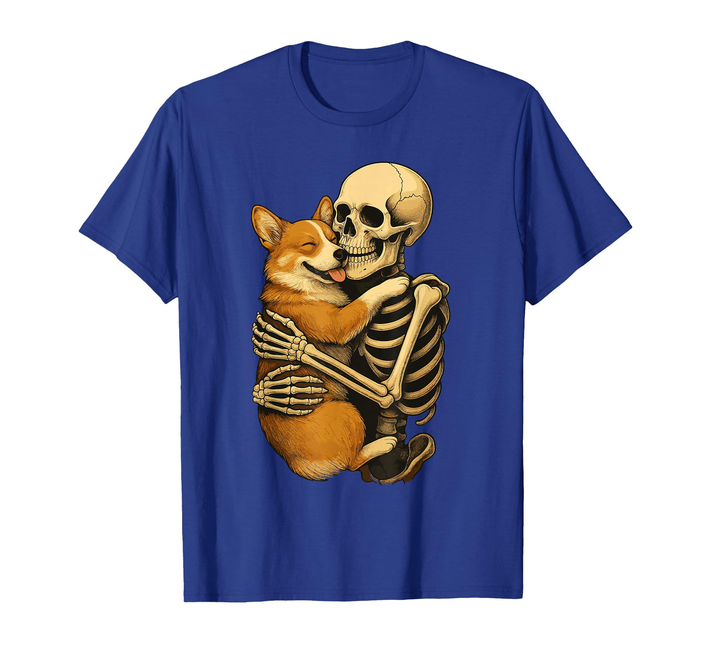 Skeleton Hugging Pembroke Welsh Corgi T-Shirt