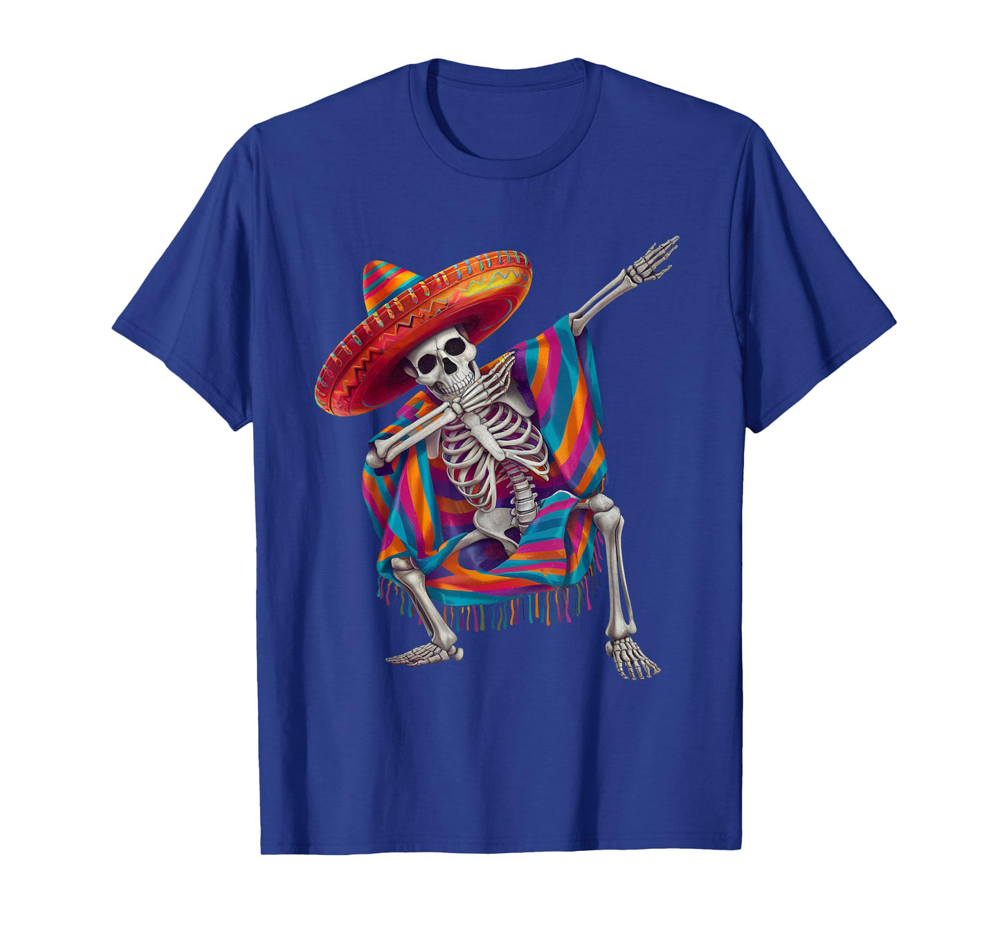 Dabbing Skeleton Sombrero Poncho Cinco De Mayo Mexican Party T-Shirt