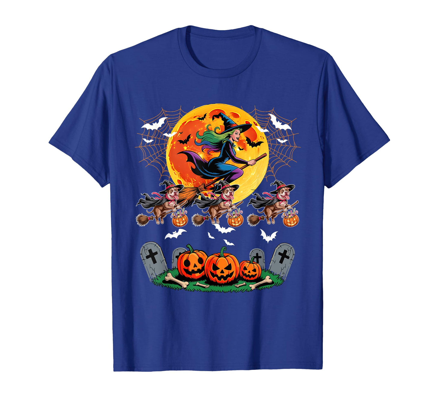 Pit Bulls Cosplay Witch On Broomstick Halloween Owner T-Shirt