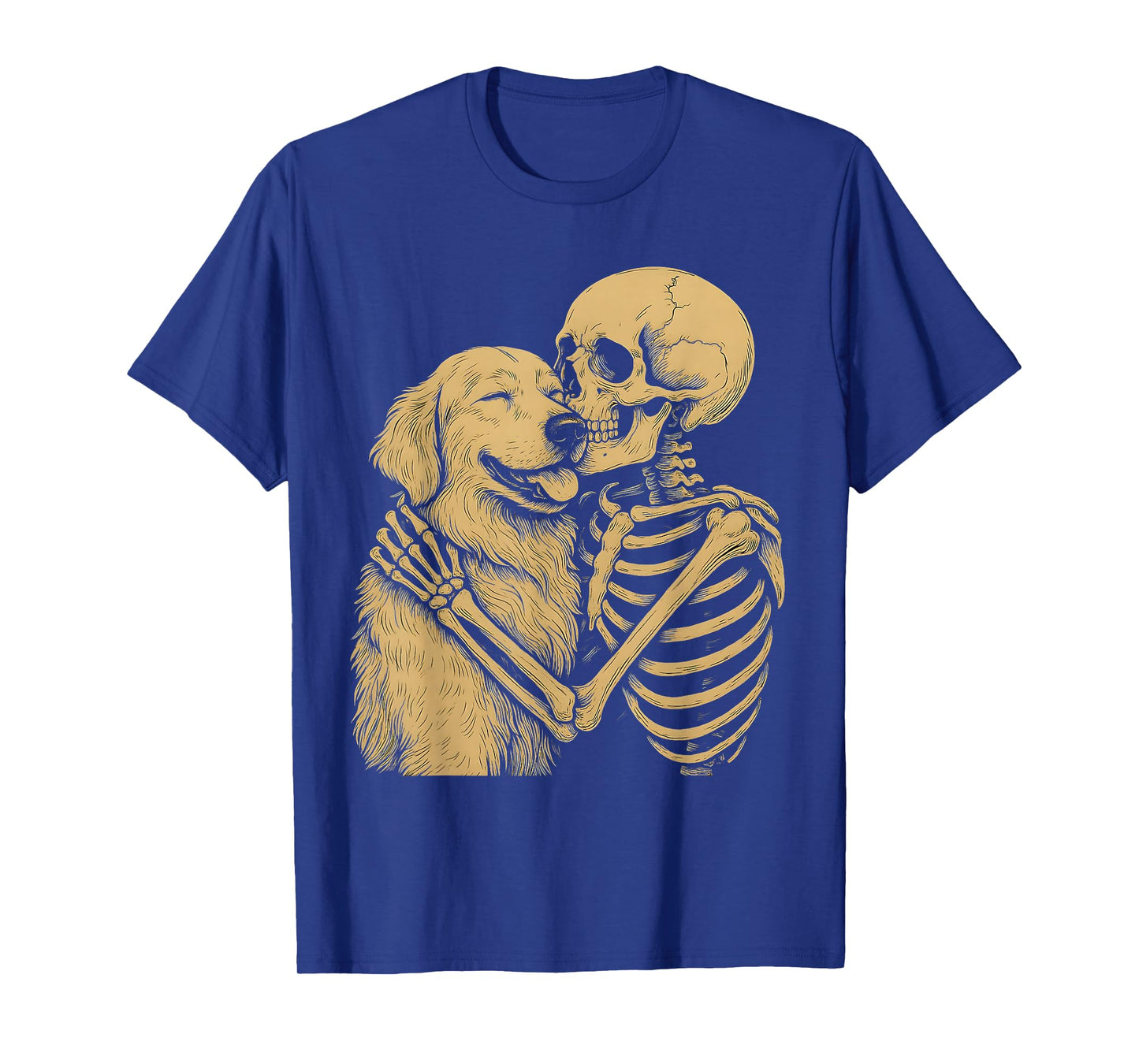 Skeleton Hugging Golden Dog Retriever Lover T-Shirt