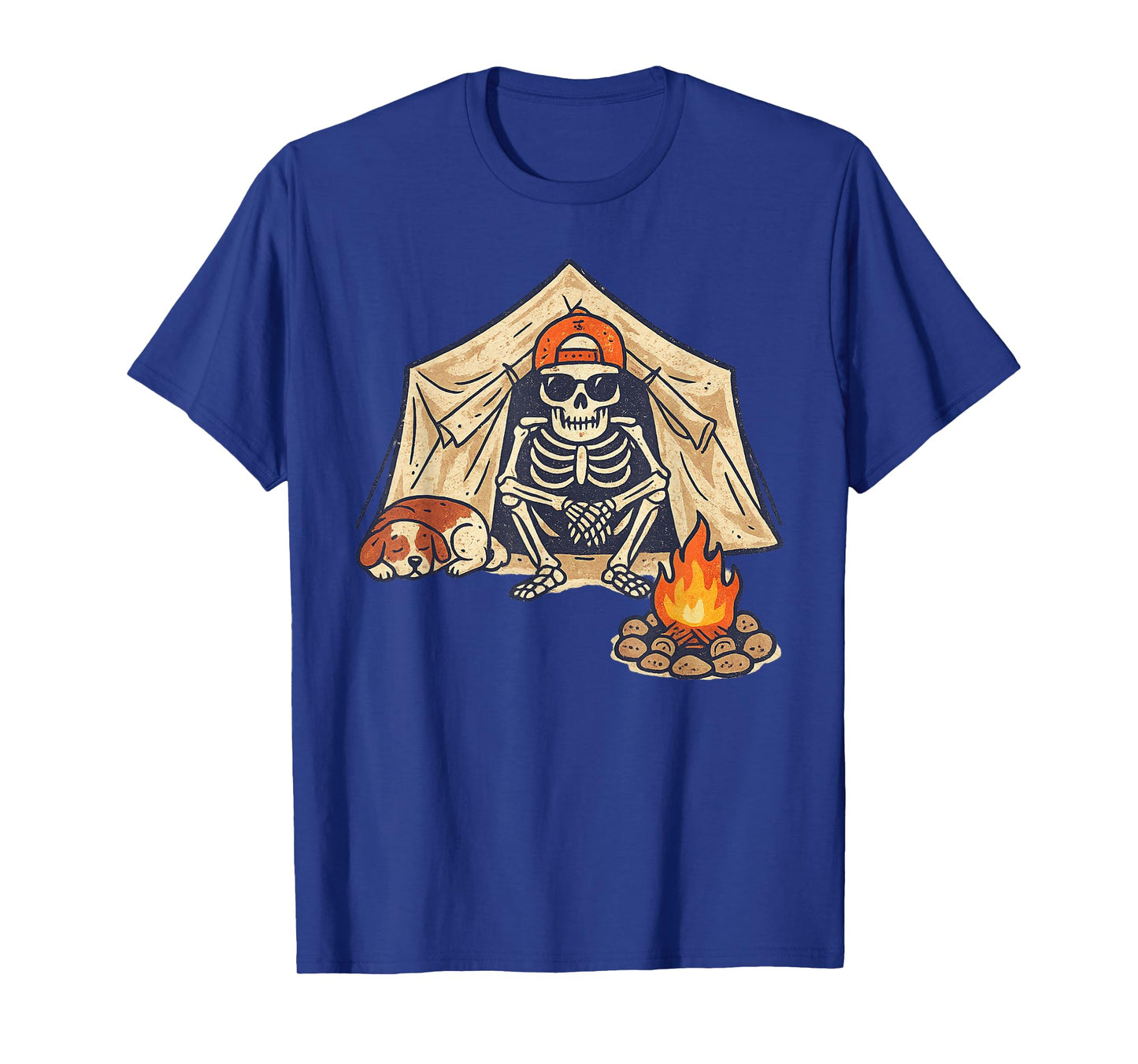 Vintage Halloween Skeleton Camping Funny Spooky Costume T-Shirt