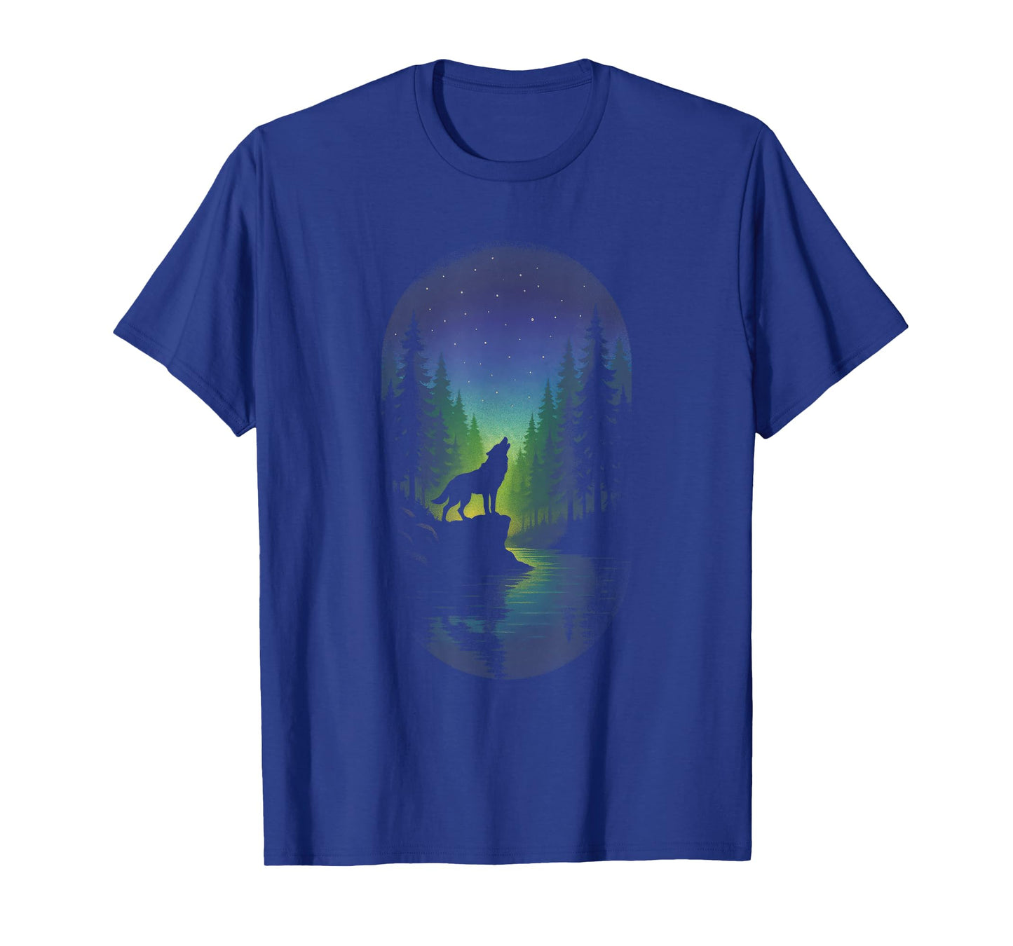 Wolf Silhouette - Forest Wildlife Outdoor Scene T-Shirt