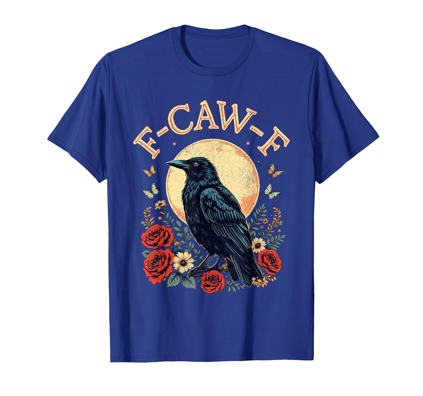F-Caw-F Raven Crow Funny Halloween Retro Gothic Moon Design T-Shirt