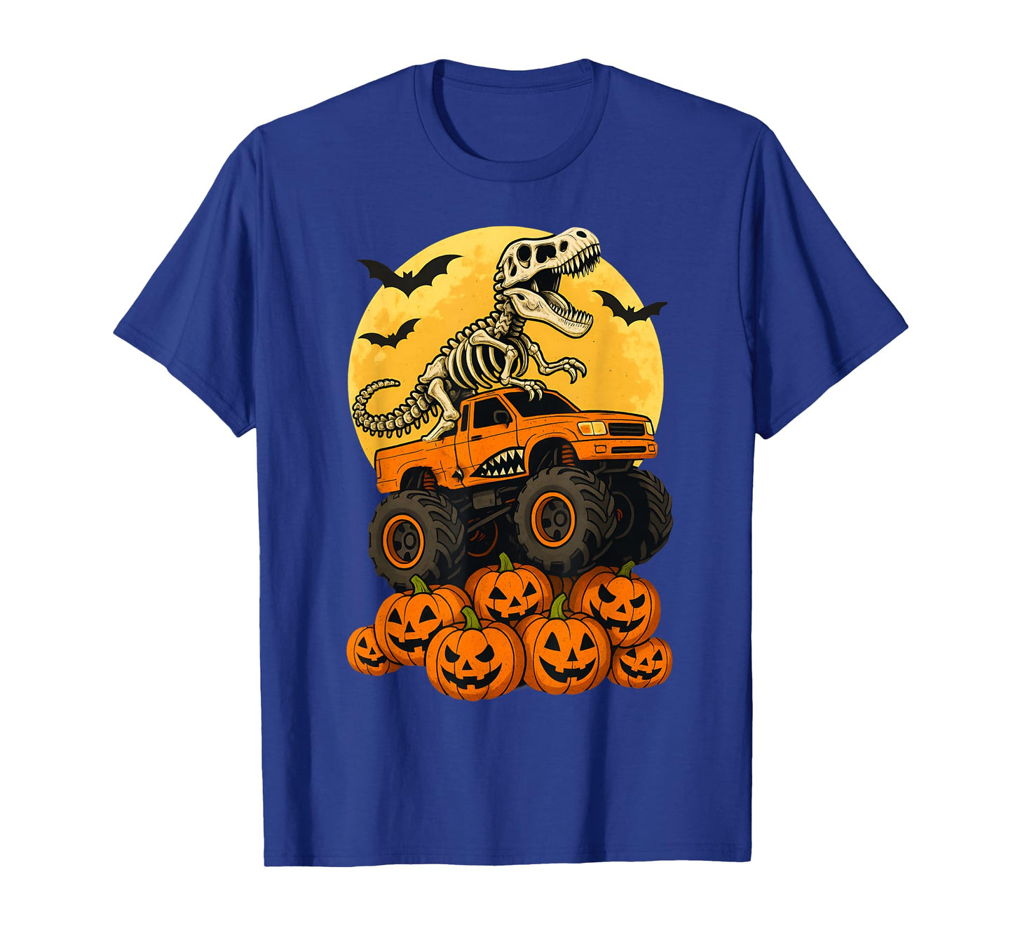 Halloween Boys Kids Monster Truck Dinosaur Skeleton T rex T-Shirt