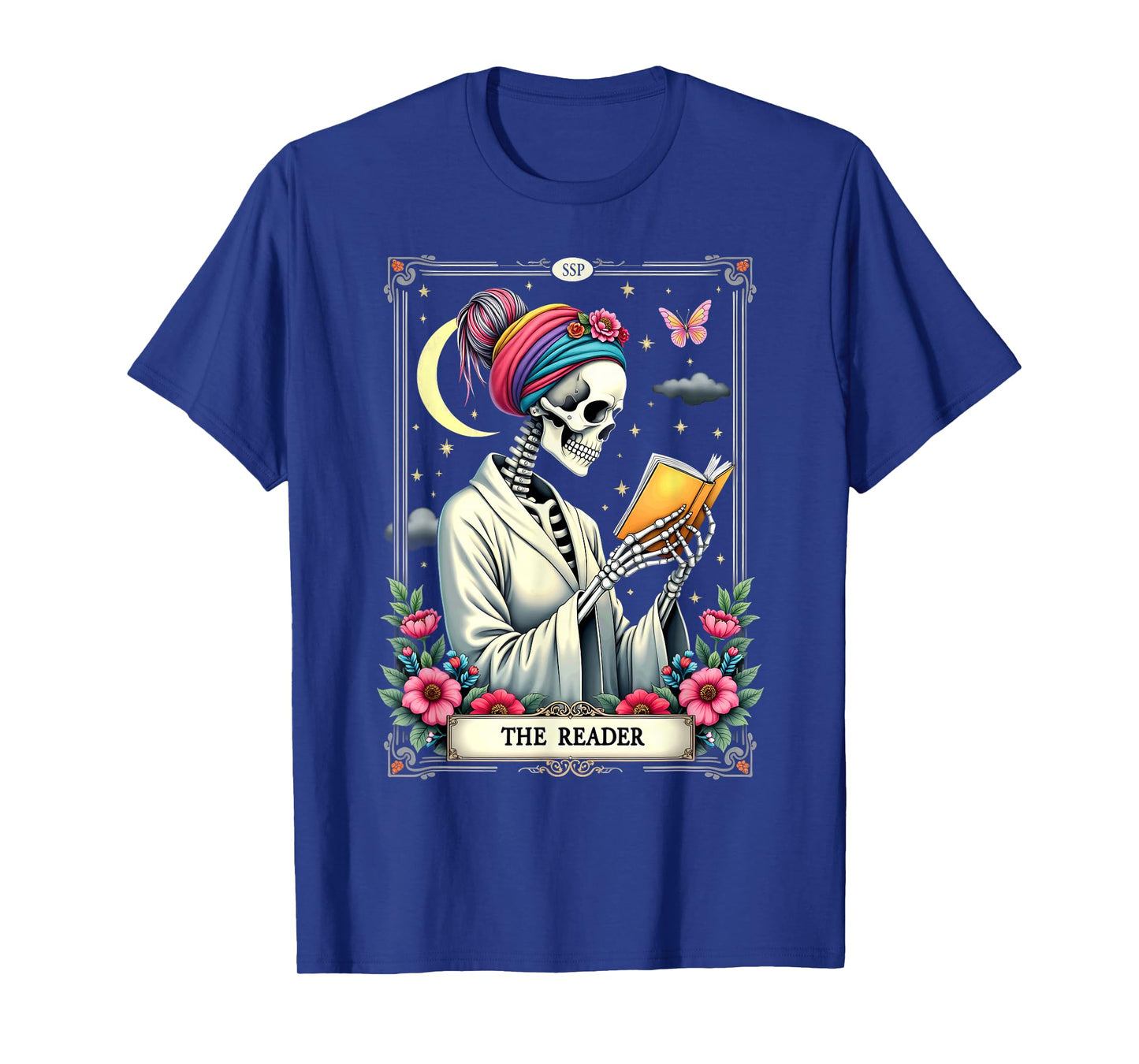 The Reader Tarot Card Skeleton Reading Book Halloween T-Shirt