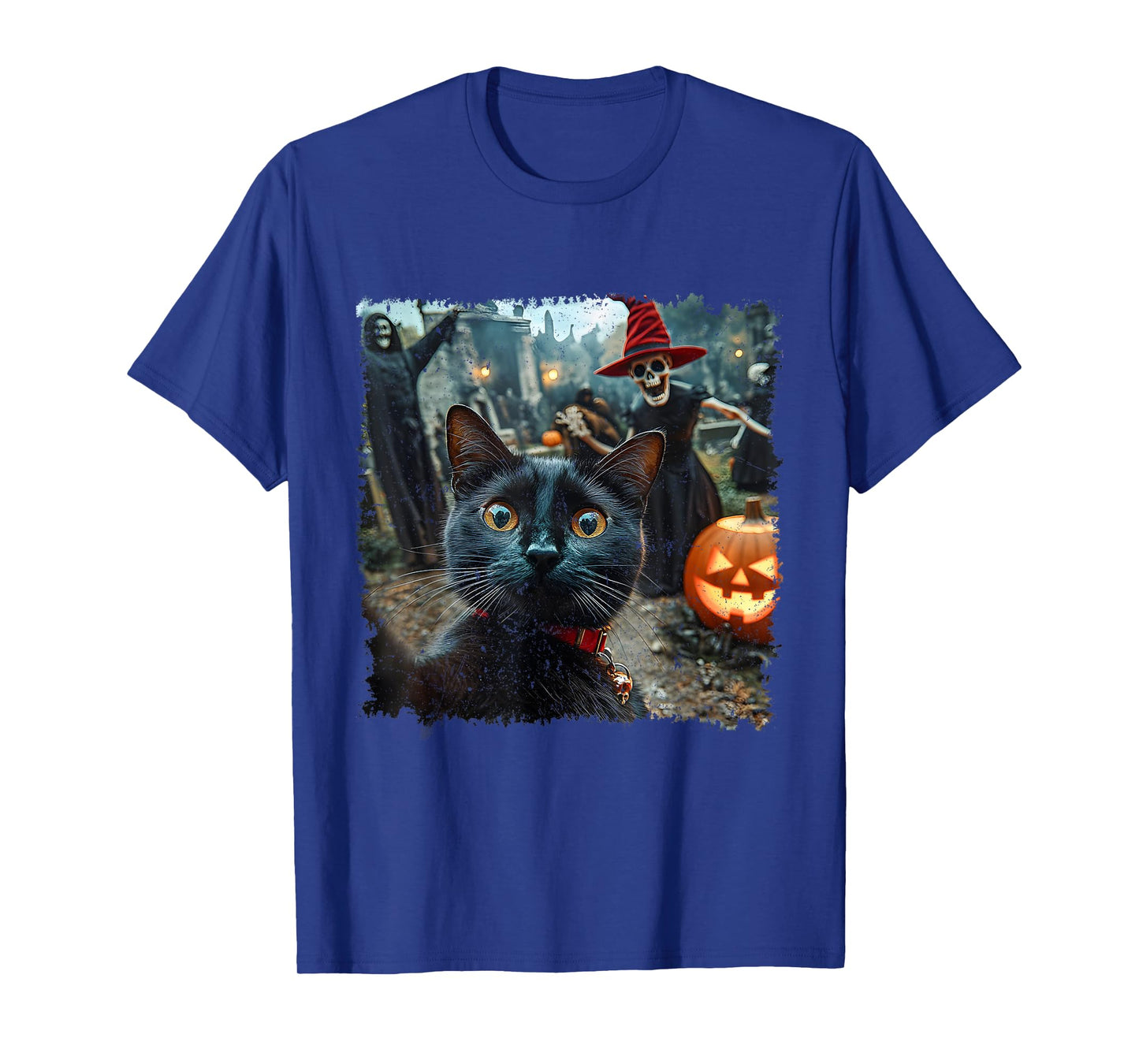 Black Cat Selfie Pumpkin Halloween Spooky Vibes T-Shirt