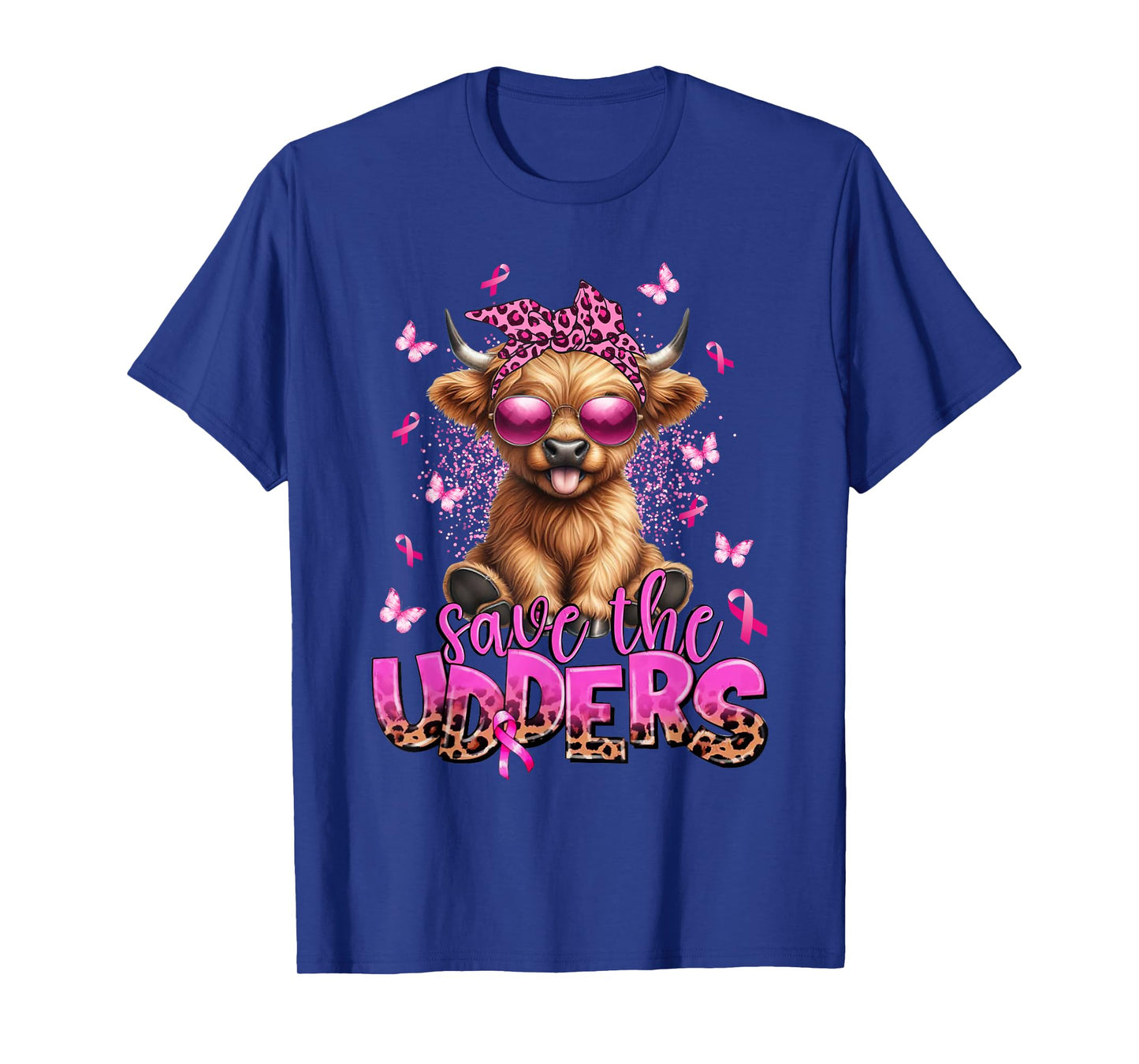 Save The Udders Breast Cancer Awareness Warrior Highland Cow T-Shirt