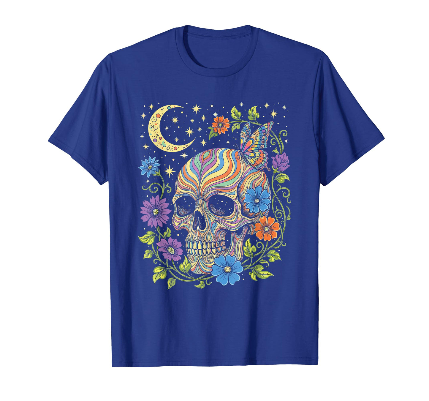 Colorful Skeleton Skull Halloween Costume Spooky T-Shirt