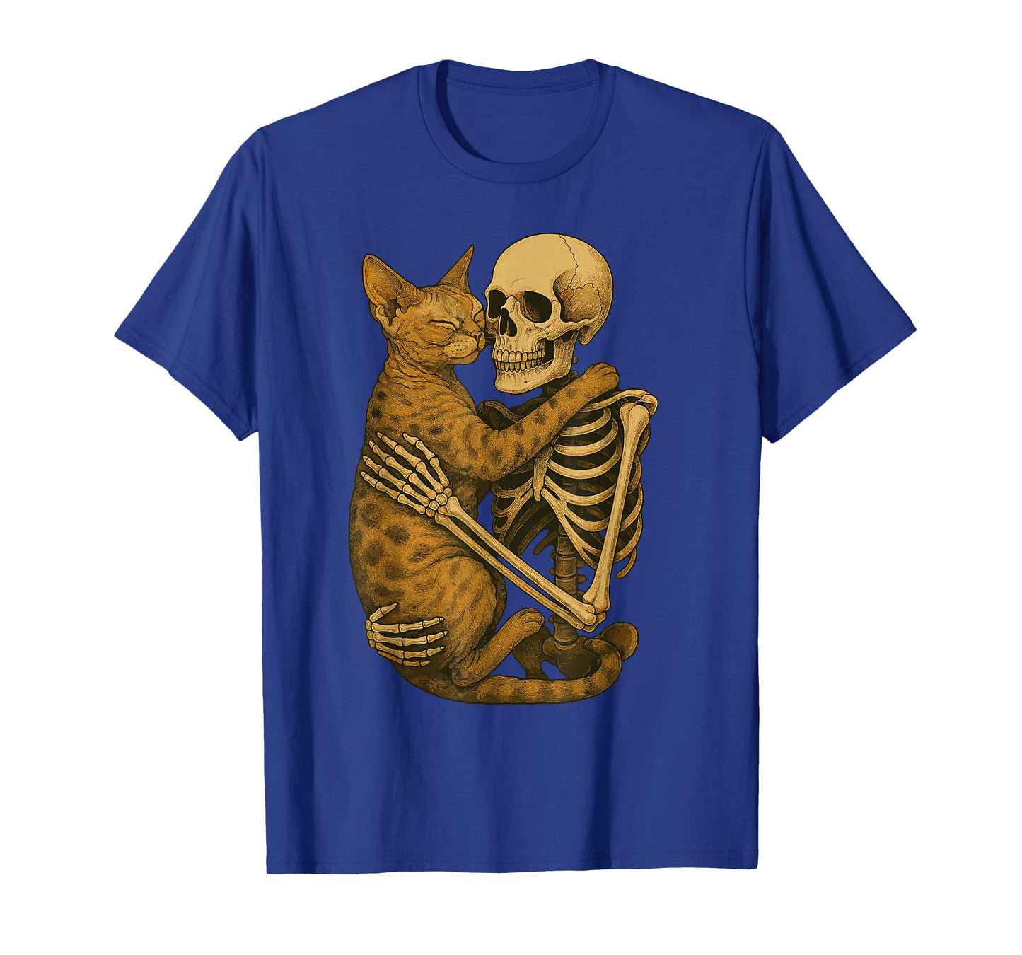 Skeleton Hugging Devon Rex T-Shirt