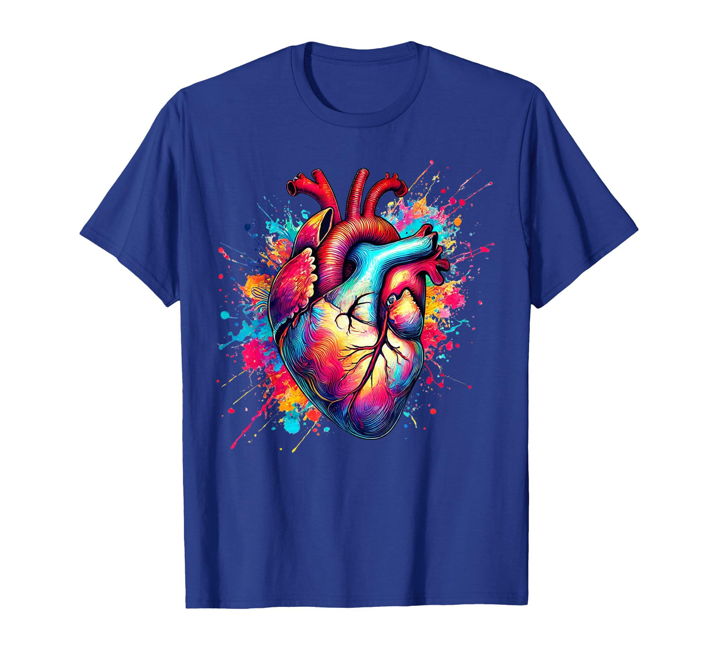 Cardiology Nurse Cardiac Anatomical Heart Paint Splash T-Shirt