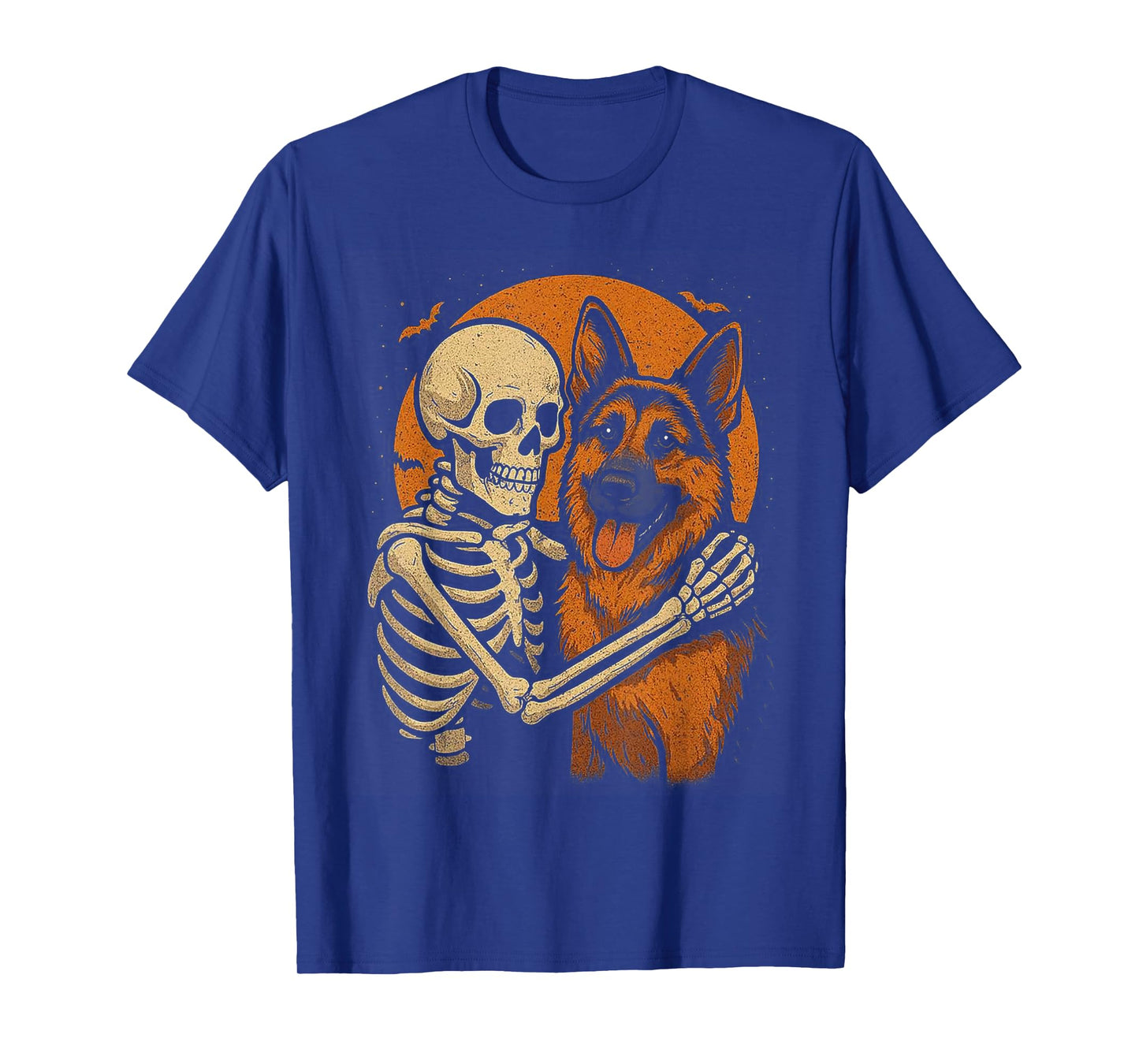 Skeleton Hugging German Shepherd Halloween Lover Mom Dad T-Shirt
