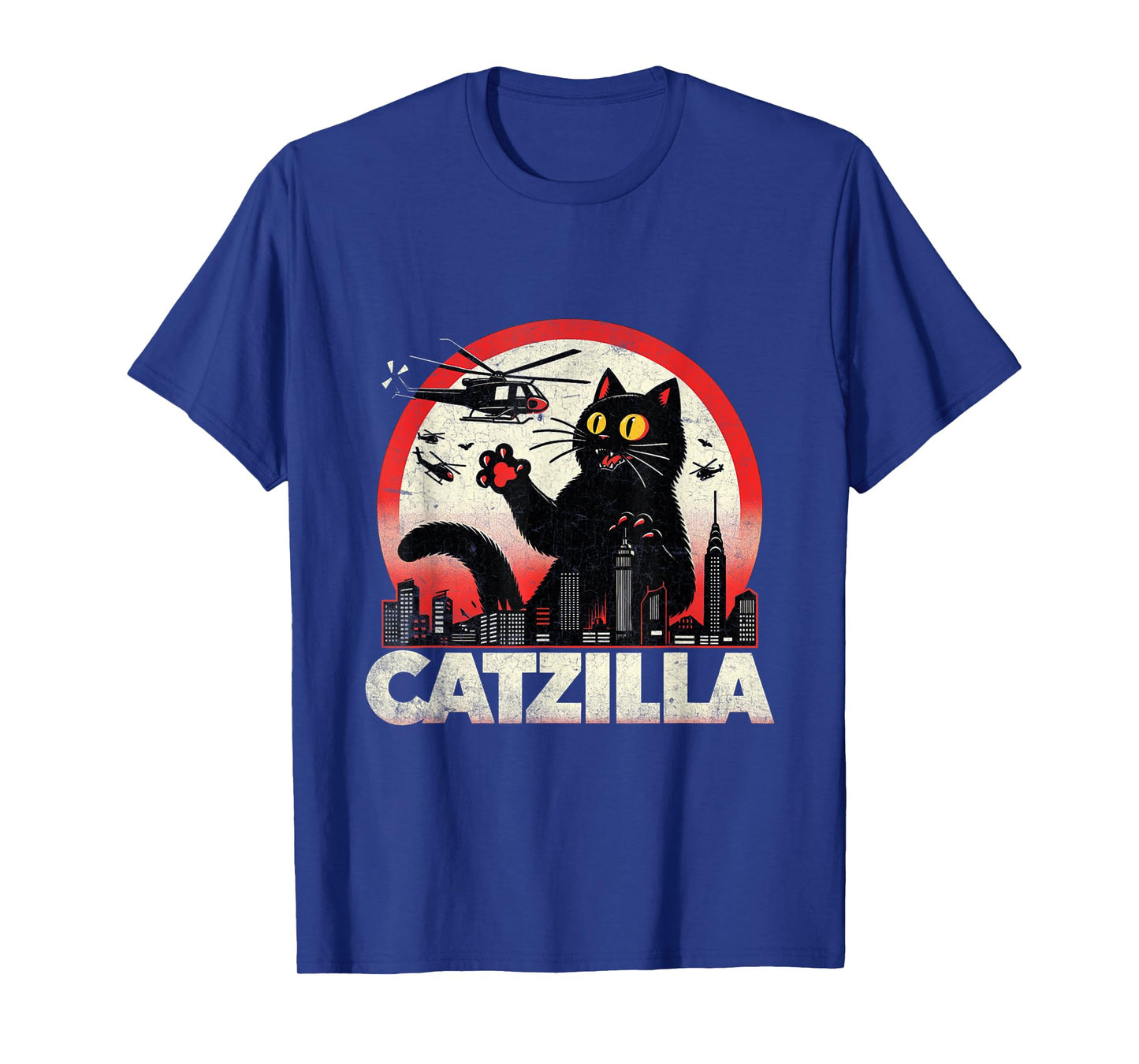 Retro Catzilla Cat Lovers Graphic Gifts Cat Mom Dad Catzilla Men Women Kids T-Shirt