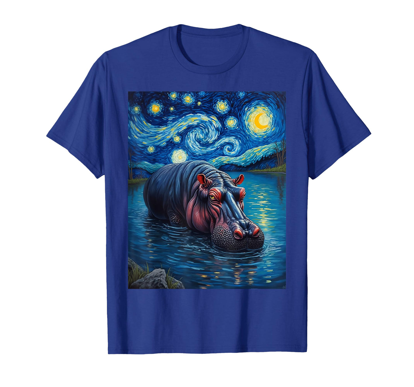 Van Gogh's Starry Night Hippopotamus Animal T-Shirt