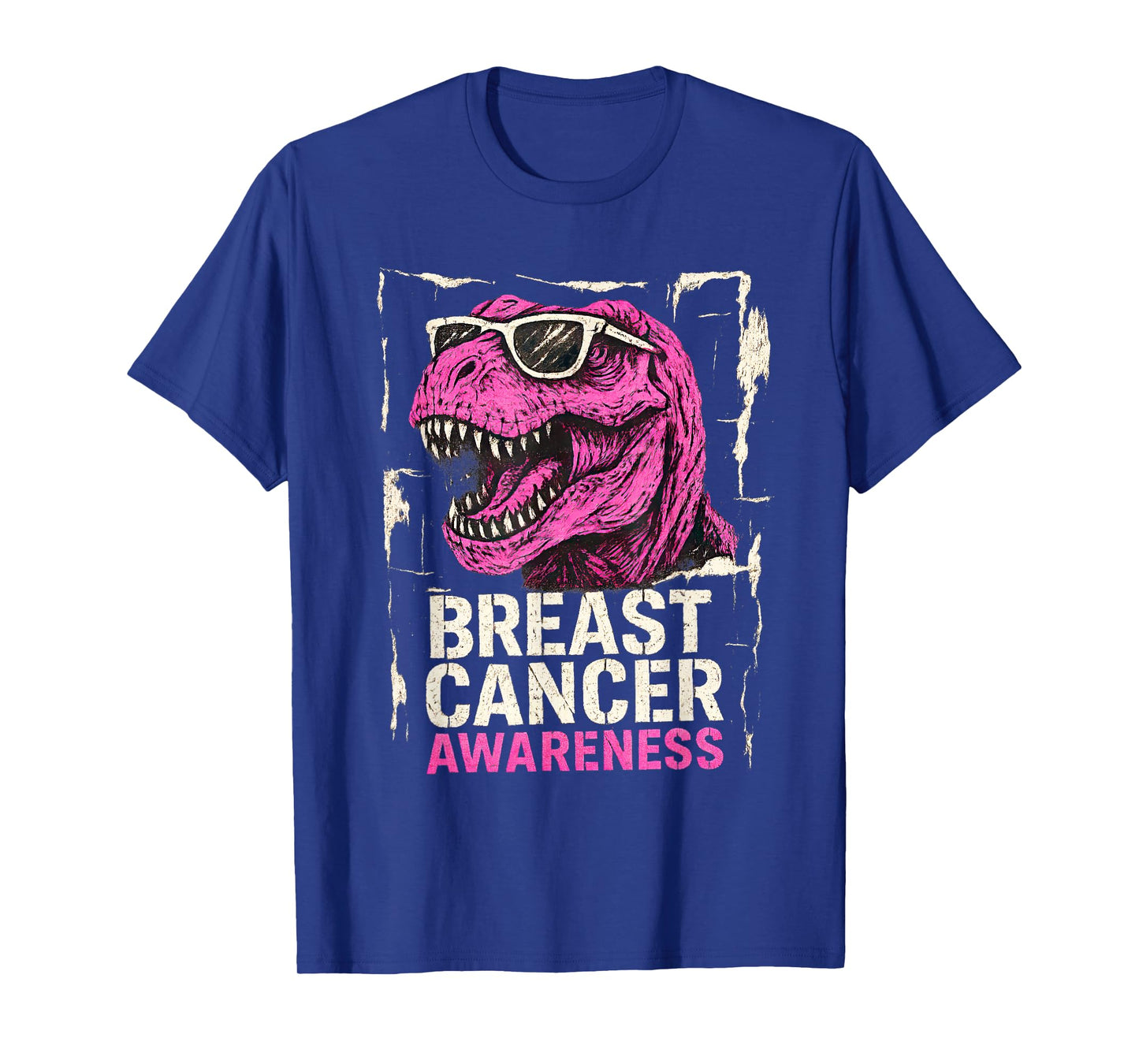 October Pink T Rex Dinosaur Wearing Sunglasses Breast Cancer T-Shirt