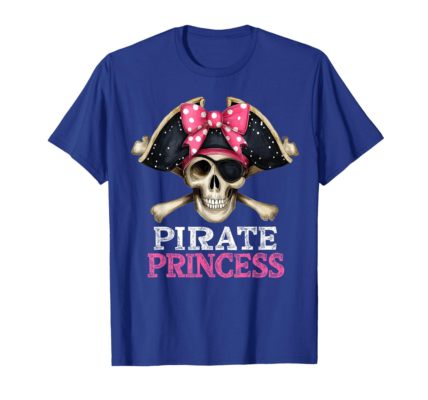 Skull Pirate Princess Crossbones Halloween Women Girls Kids T-Shirt