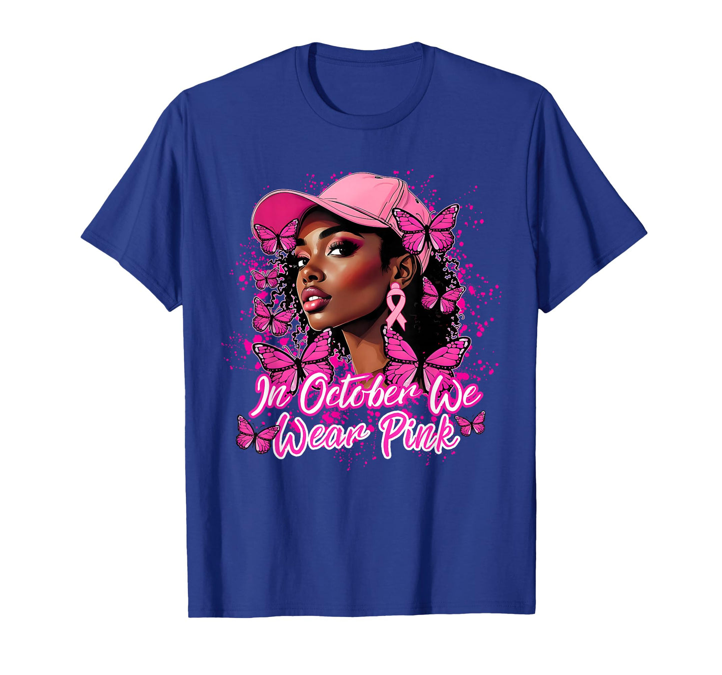 Breast Cancer Awareness African American Woman Pink Ribbon T-Shirt