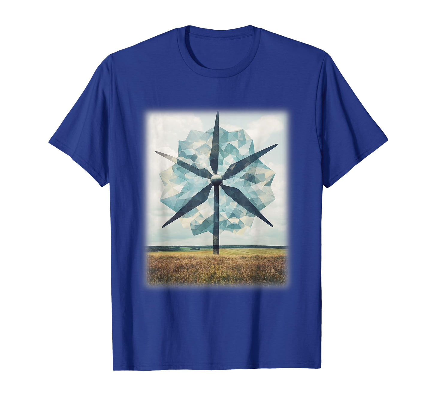 Geometric Windmill Farm Modern Abstract Landscape Design T-Shirt