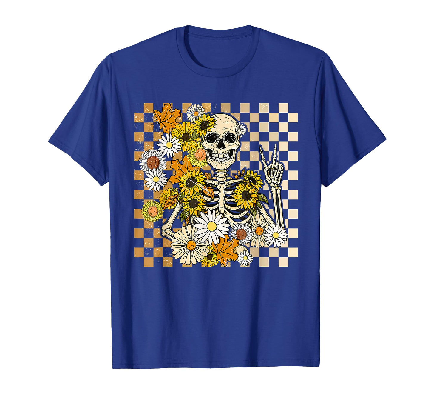 Retro Skeleton Halloween Skeleton Flower Spooky Season Women T-Shirt
