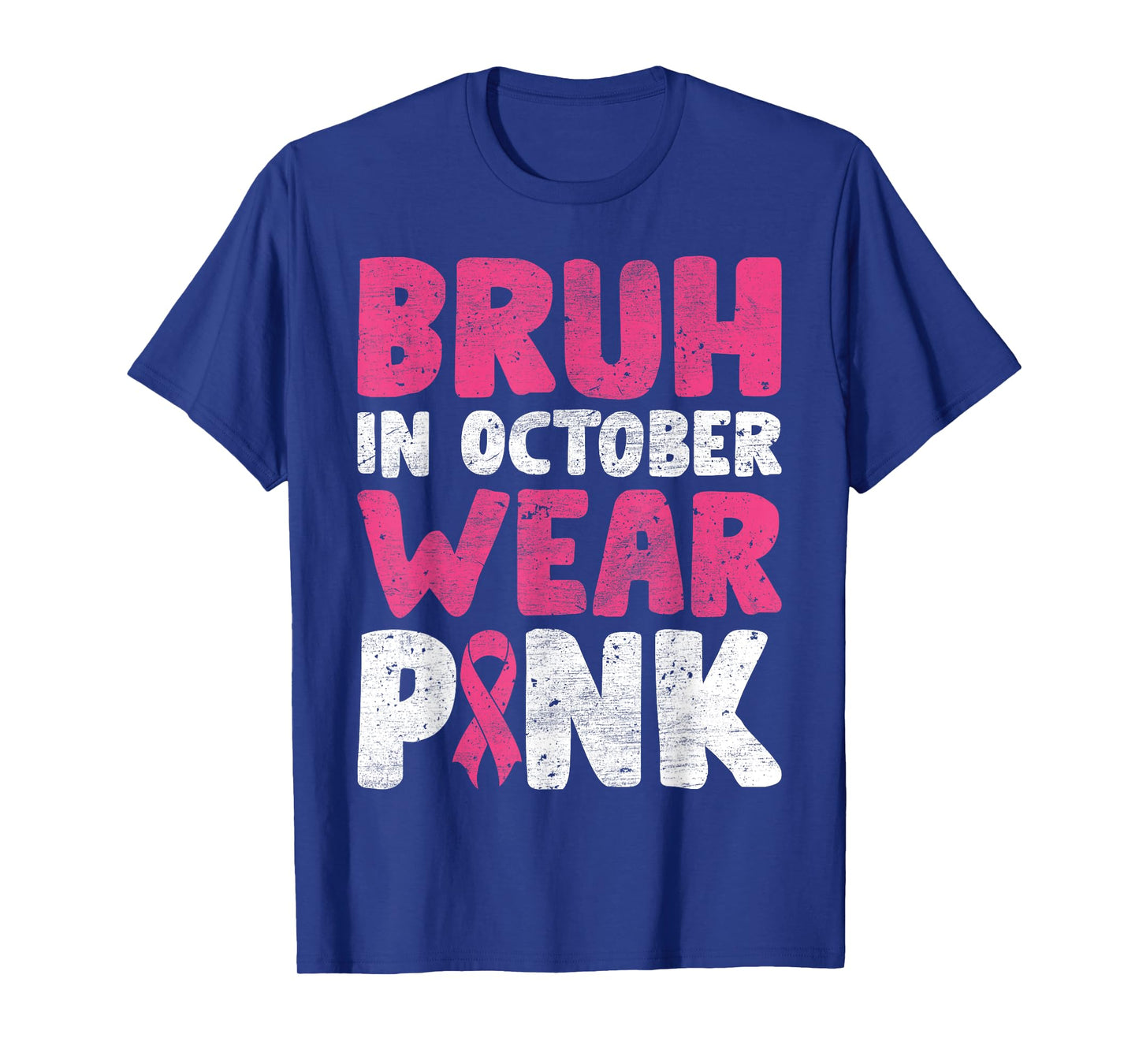 Breast Cancer Shirts for Kids Boys Bruh In October Wear Pink T-Shirt