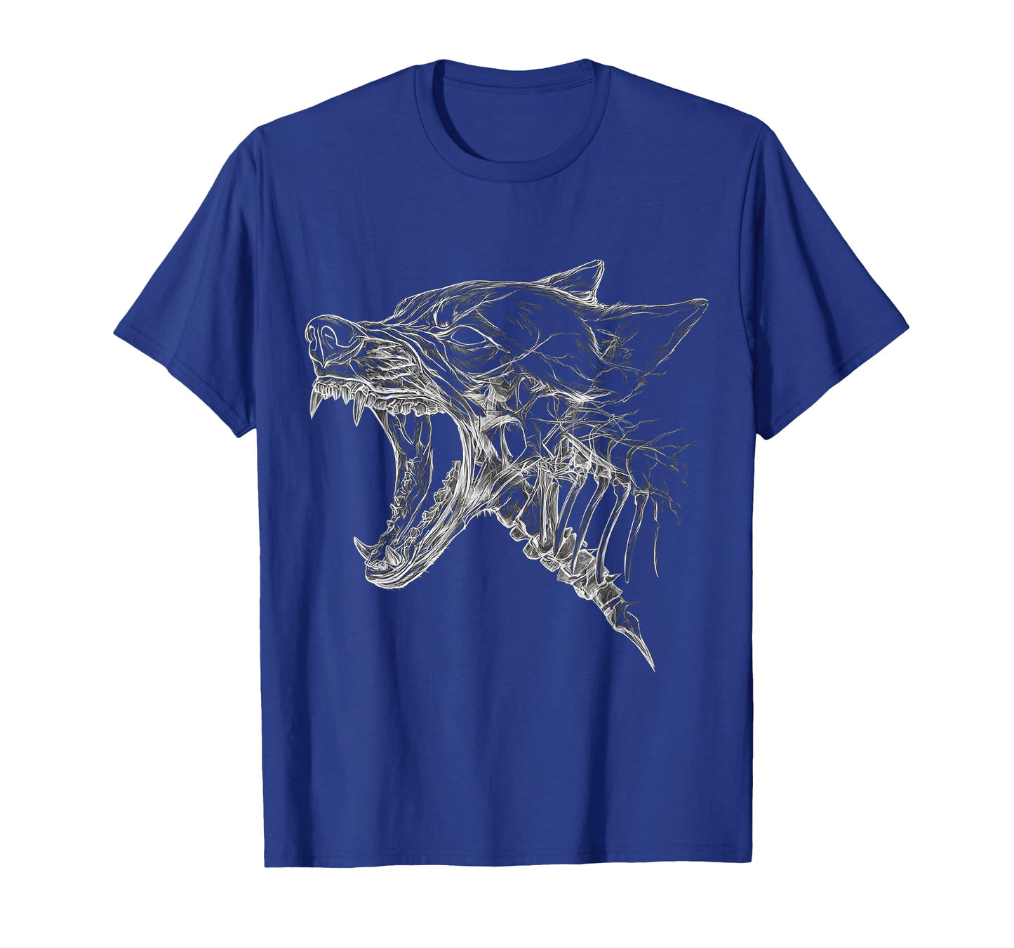Halloween Wolf Skeleton Drawing Scary Face Animal Halloween T-Shirt