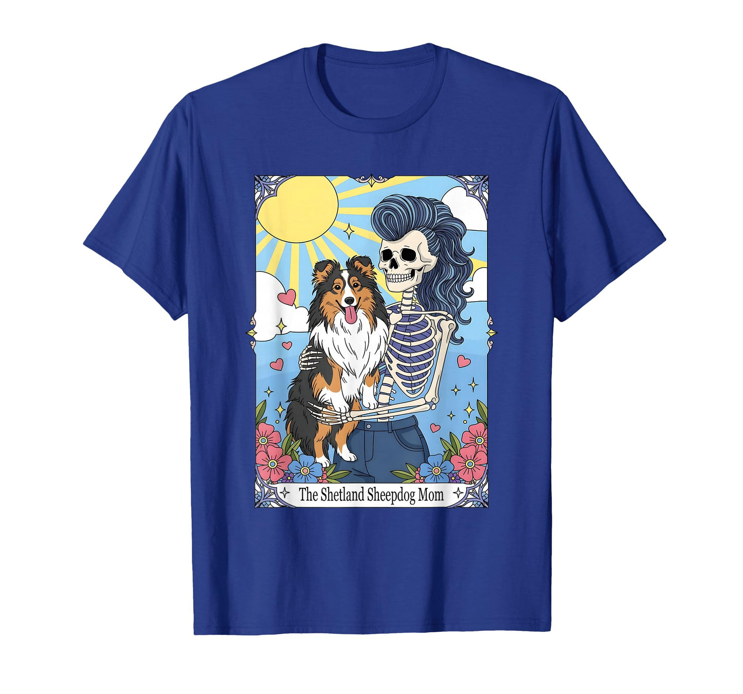 Shetland Sheepdog Tarot Card Halloween Costume Skeleton T-Shirt