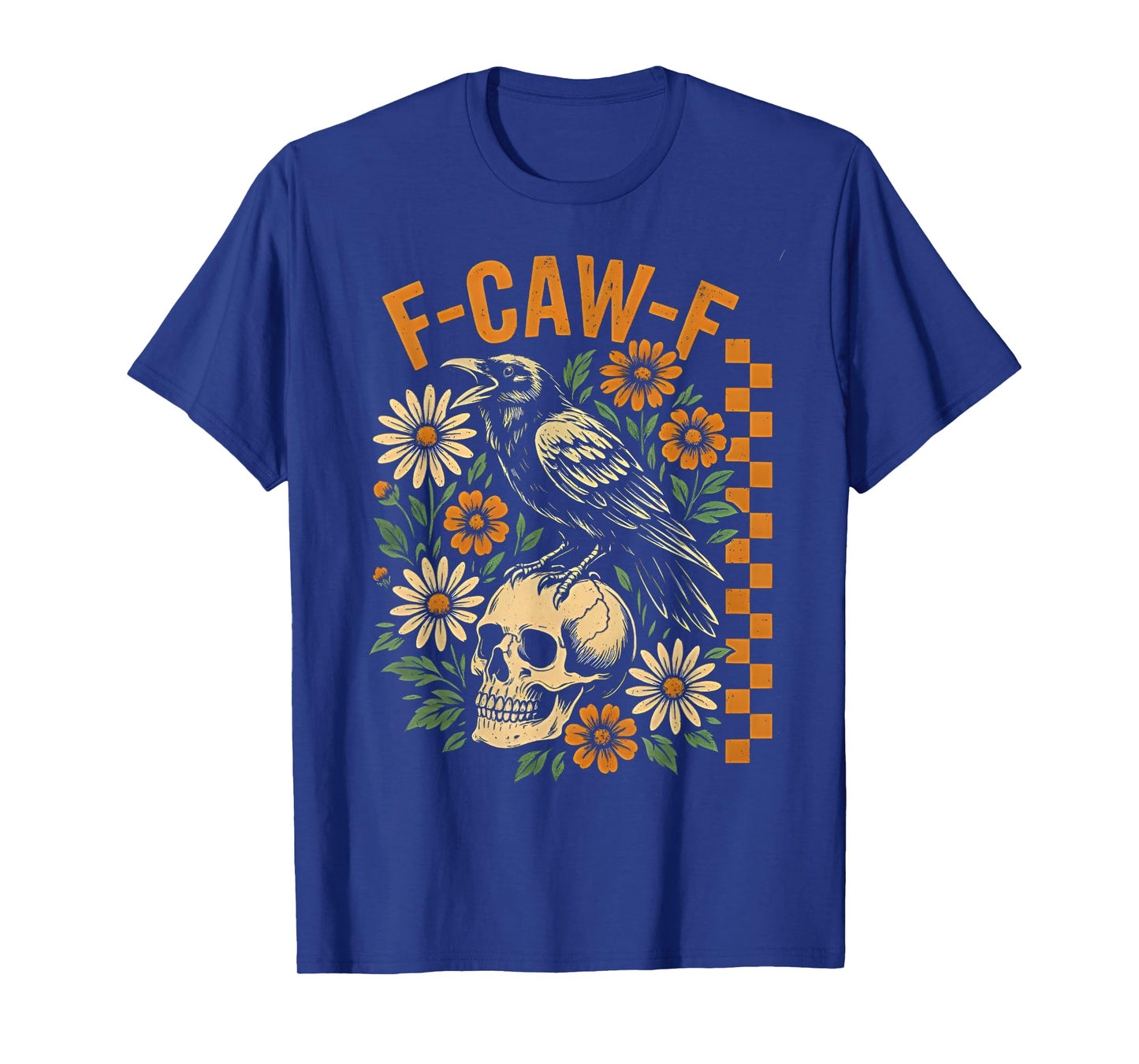 Retro F-Caw-F Black Crow Funny Black Bird Saying Meme Dark T-Shirt
