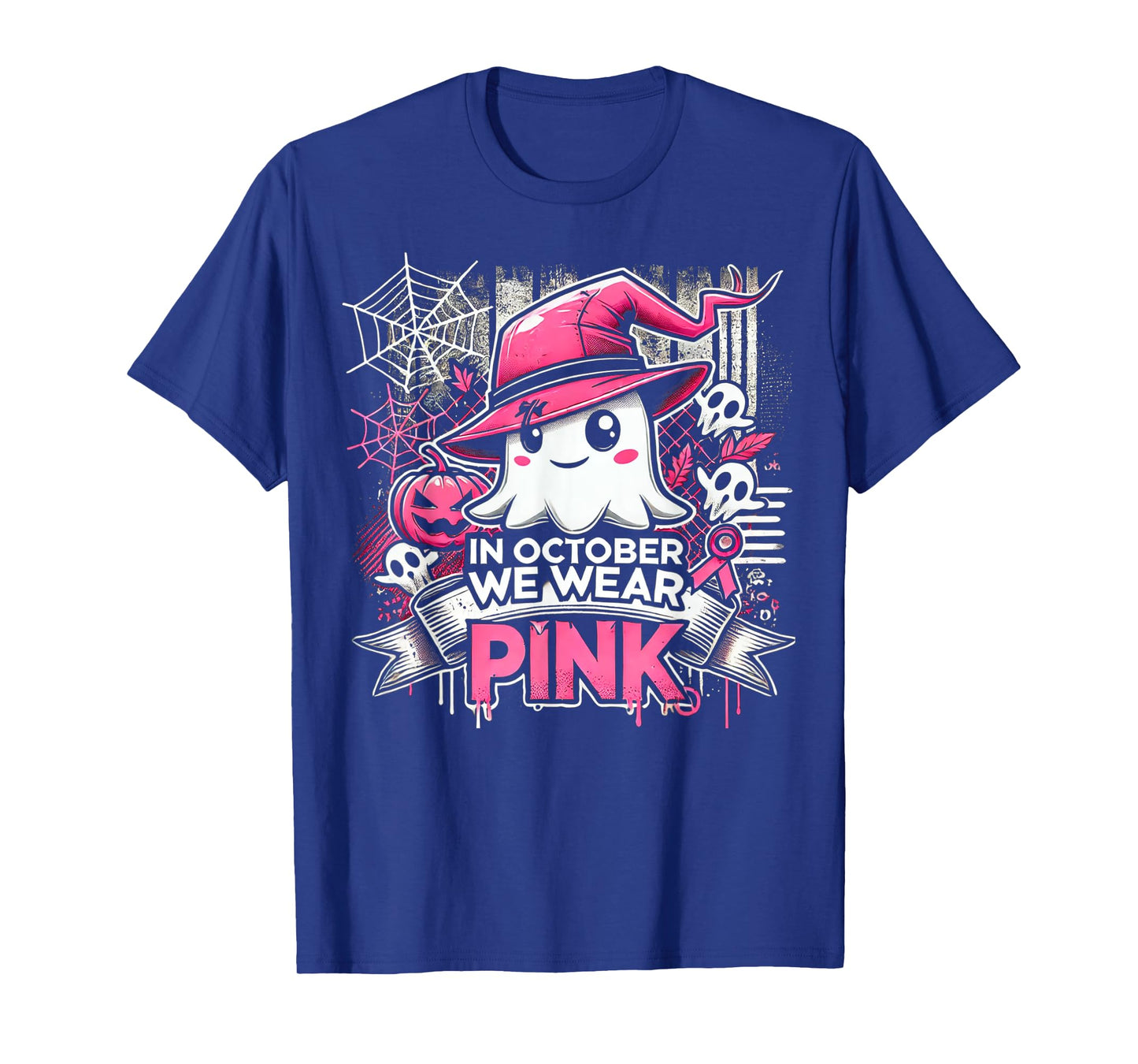 October We Wear Pink Ghost Witch Halloween T-Shirt
