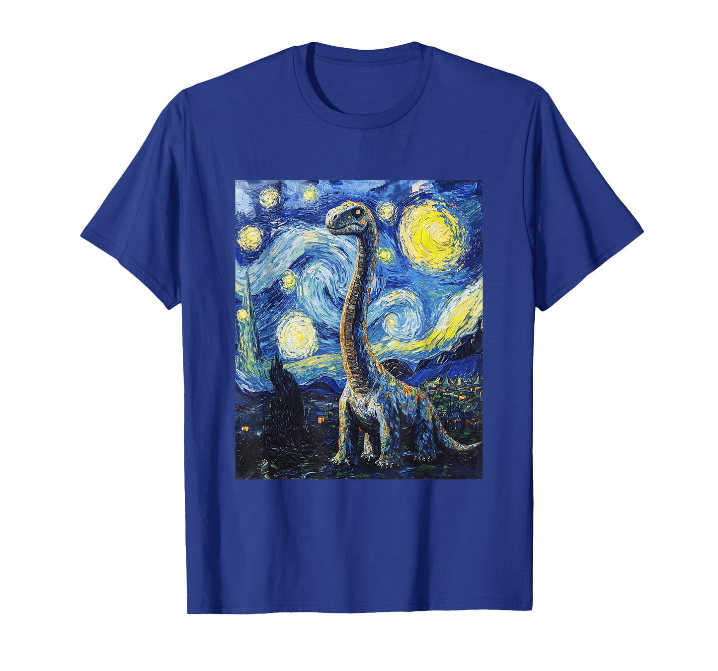 Brachiosaurus Dinosaur Dino - Van Gogh Style - Starry Night T-Shirt
