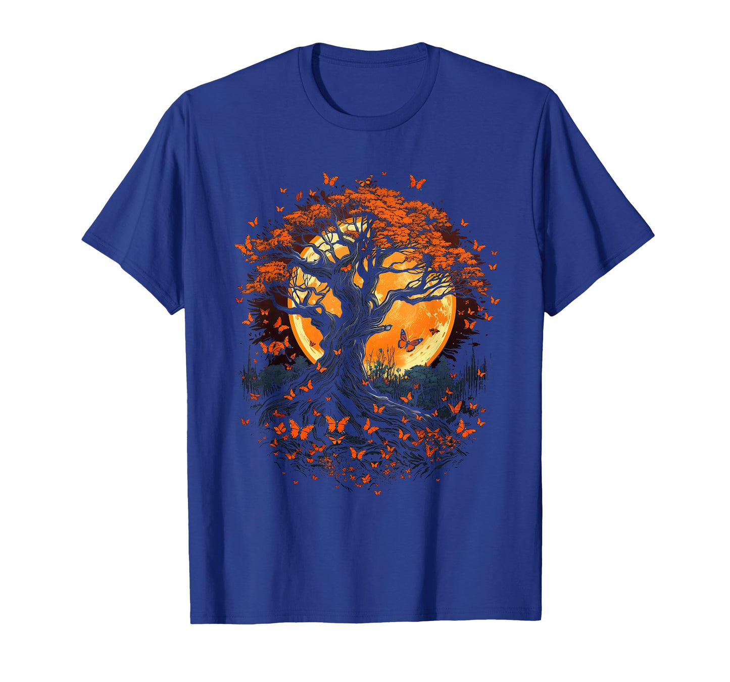 Fall Autumn falling leaves with Tree and Butterfly T-Shirt