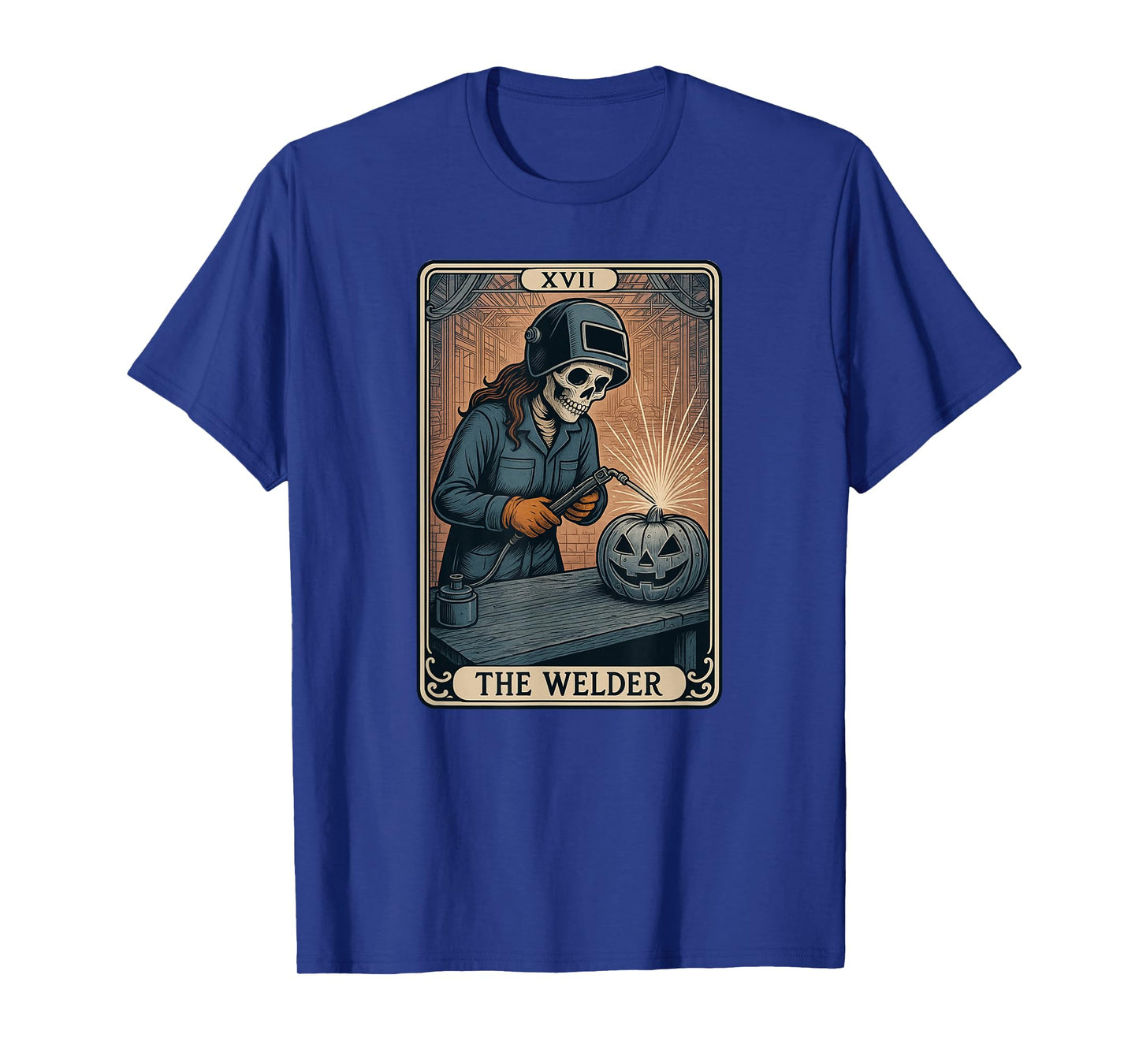 Halloween Welder Skull Pumpkin Gift for Women T-Shirt
