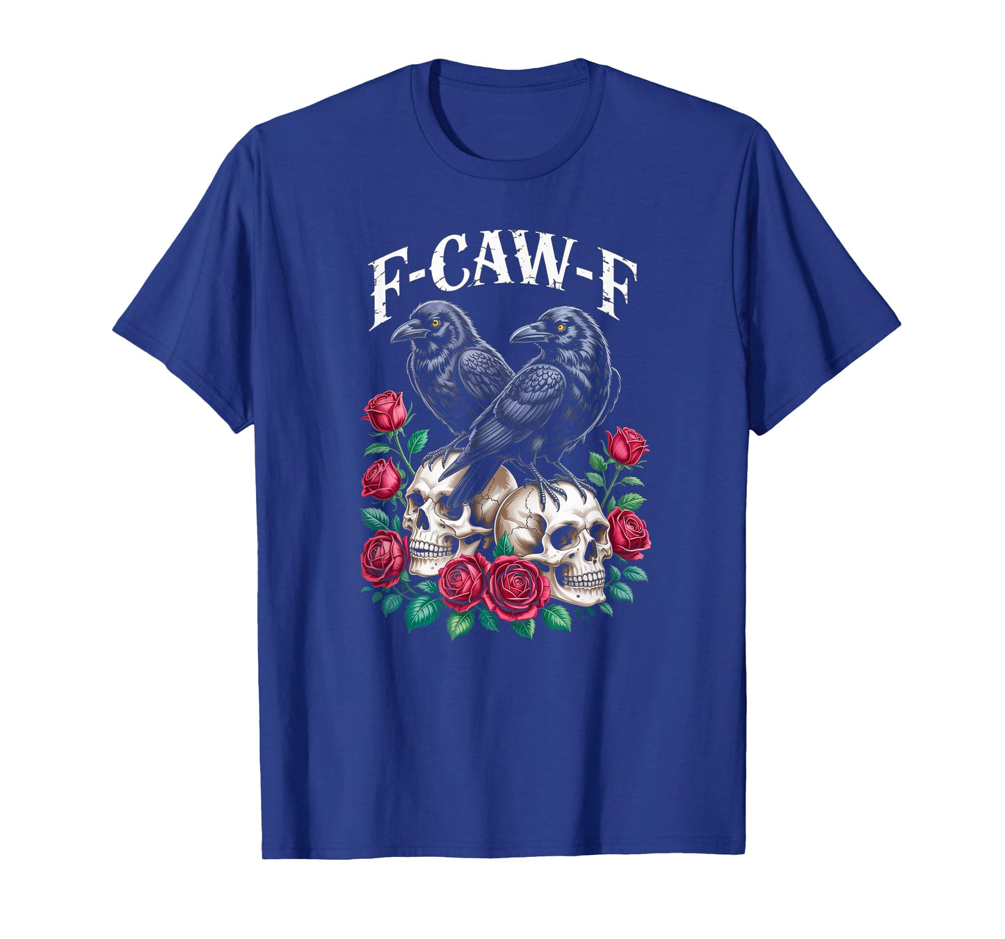 F-Caw-F Skull and Rose F-Caw-F Funny Black Bird Moon Gothic T-Shirt
