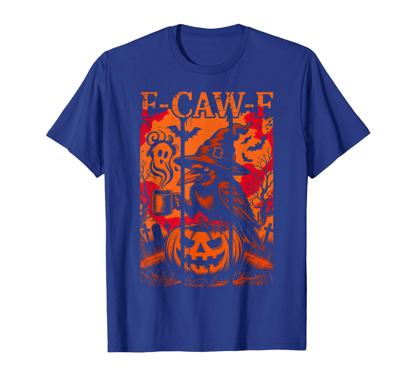 F-Caw-F Funny Raven Black Crow Spooky Season Halloween Retro T-Shirt