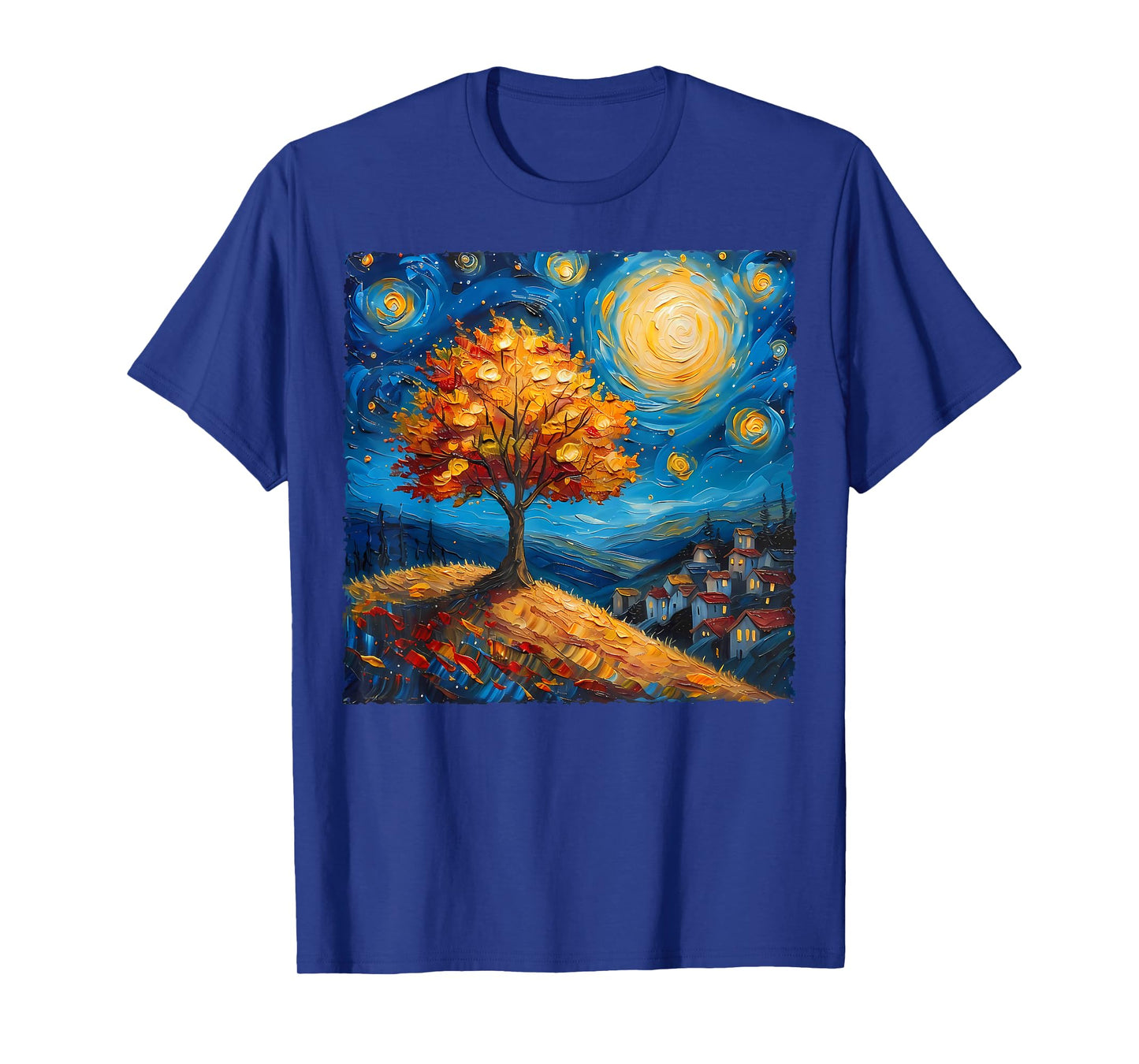 Maple Tree Van Gogh Starry Night Art Autumn Nature Lovers T-Shirt