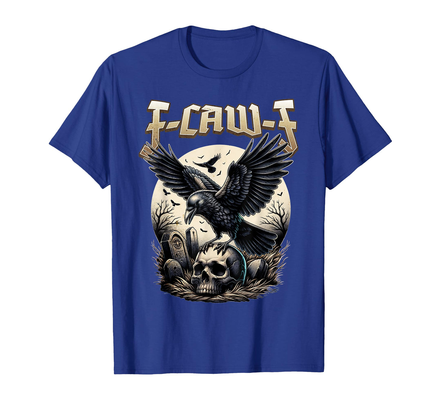 Gothic Skull F-CAW-F Crow Adult Humor Graphic Tee T-Shirt