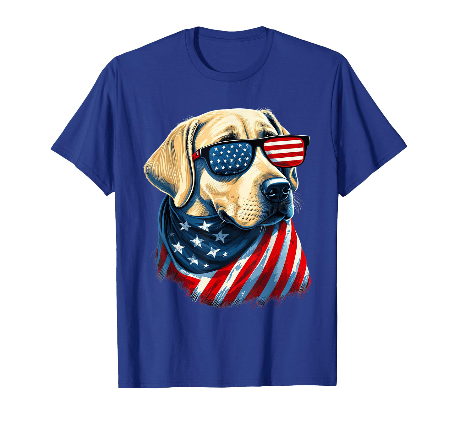 Yellow Labrador With American Flag Patriotic USA Women Kids Men T-Shirt