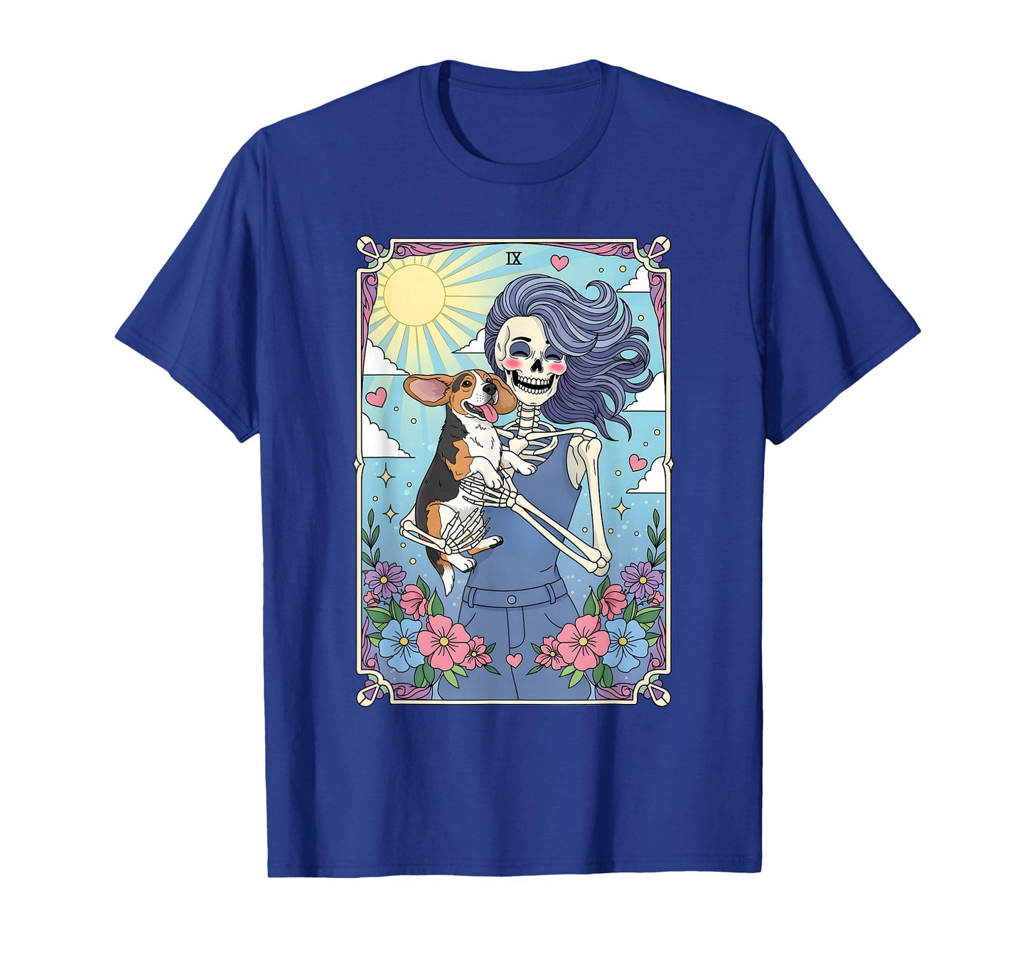 Beagle Dog Tarot Card Halloween Costume Skeleton T-Shirt