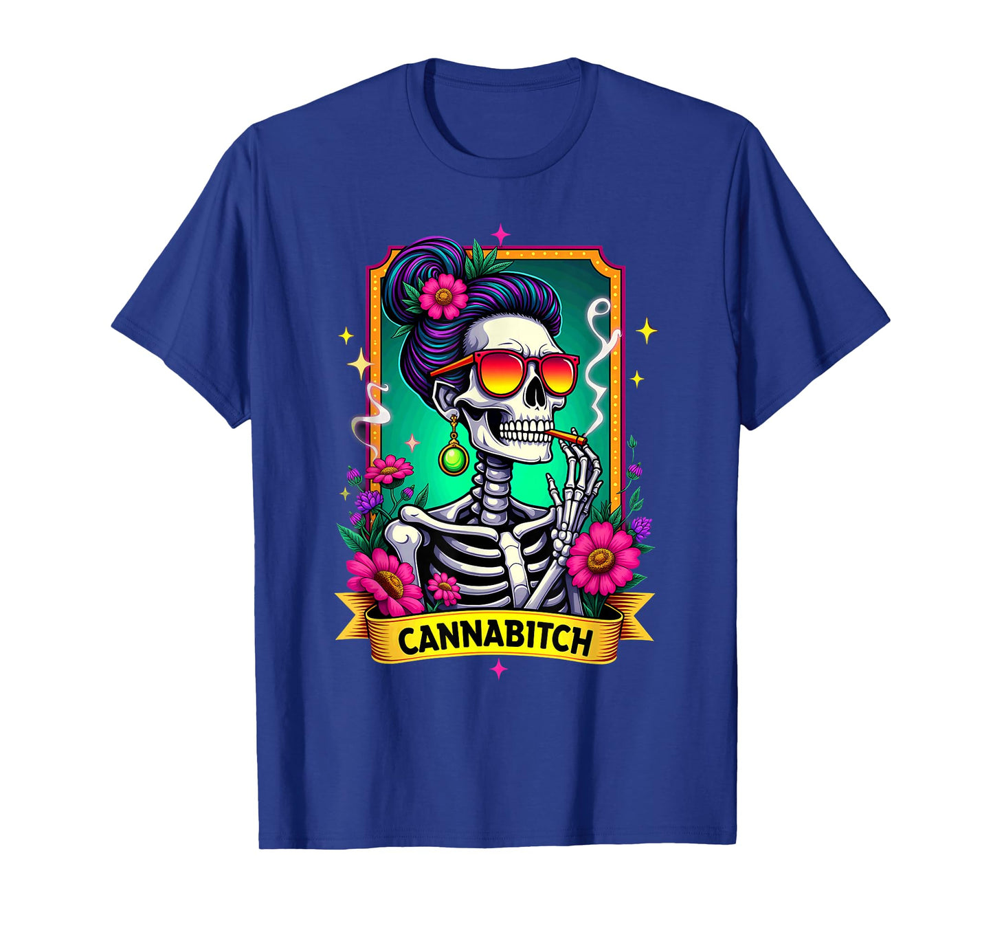 Tarot Card Cannabitch Skeleton Stoners Marijuana Smoking T-Shirt