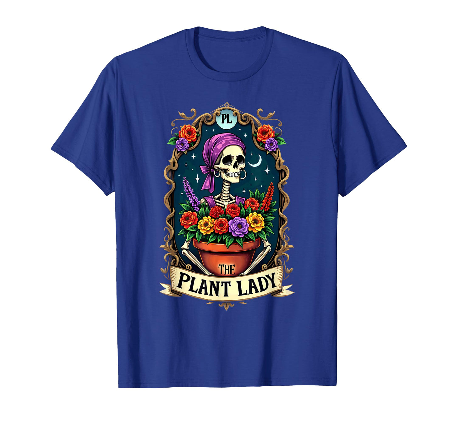 Gothic Tarot Card The Plant Lady Skeleton Halloween T-Shirt