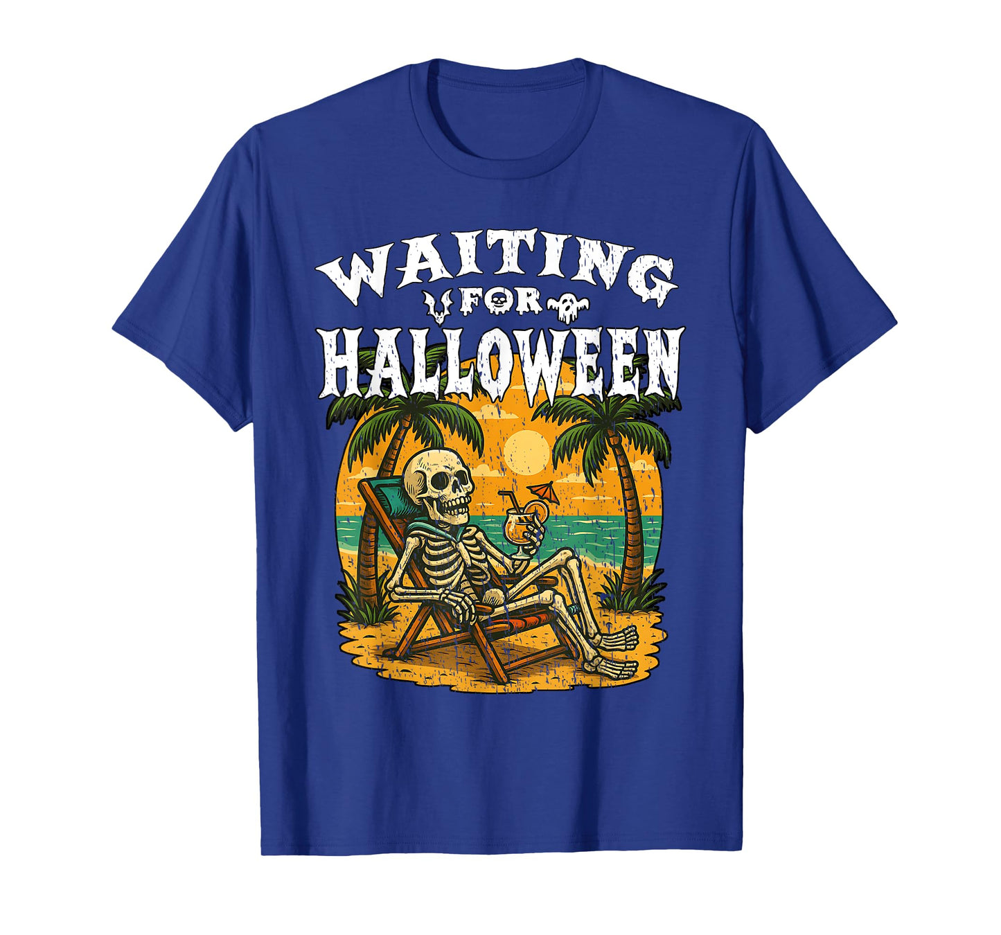 Waiting for Halloween Funny Skeleton Having Good time T-Shirt