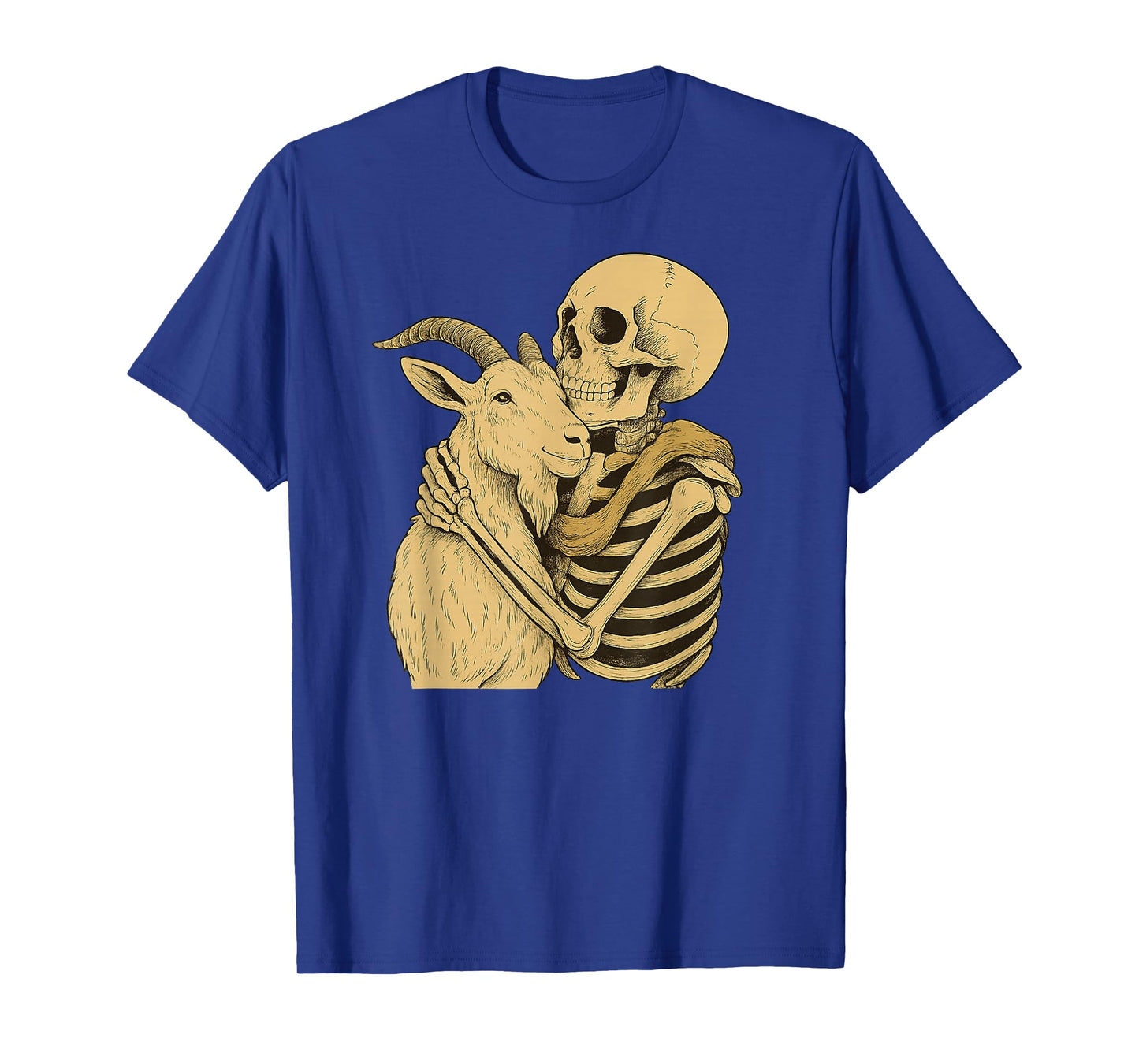 Skeleton Hugging Goat Halloween T-Shirt