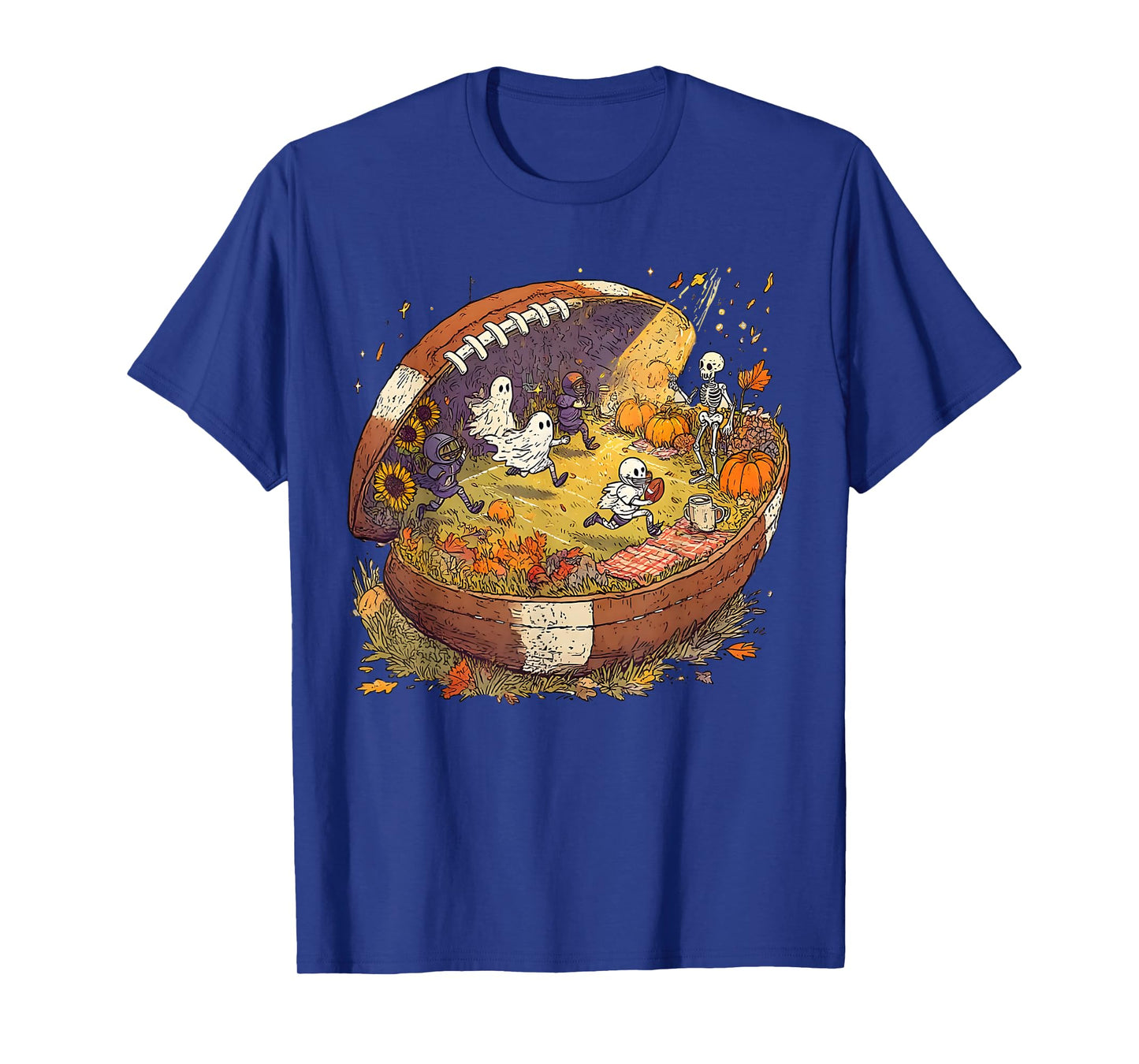 Having a Ball Fall Season Ghosts Skeleton Football Halloween T-Shirt