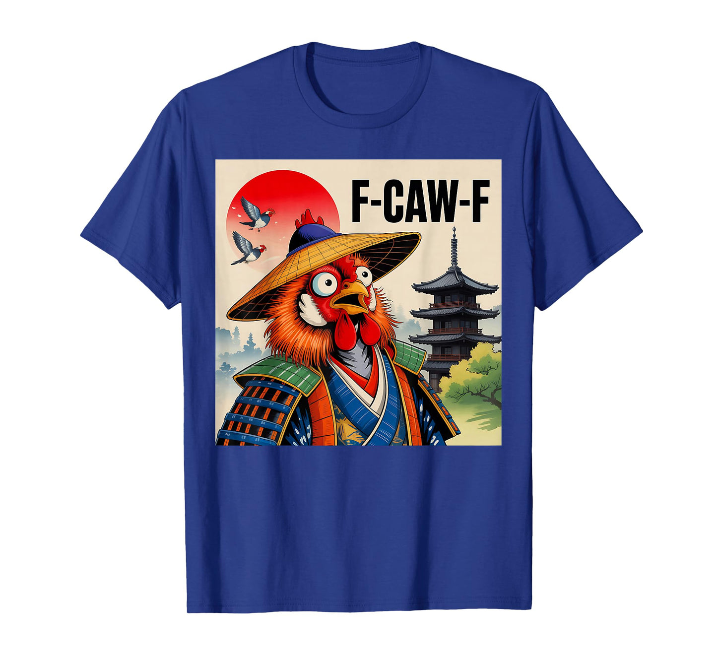 Samurai Chicken F-CAW-F Rooster Warrior Japanese Vintage T-Shirt