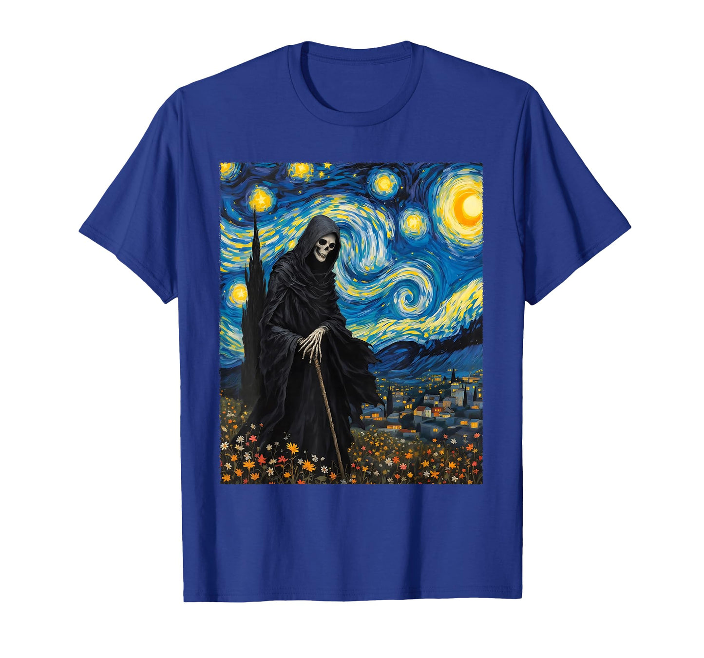 Halloween Grim Reaper Gothic Van Gogh Party Costume T-Shirt