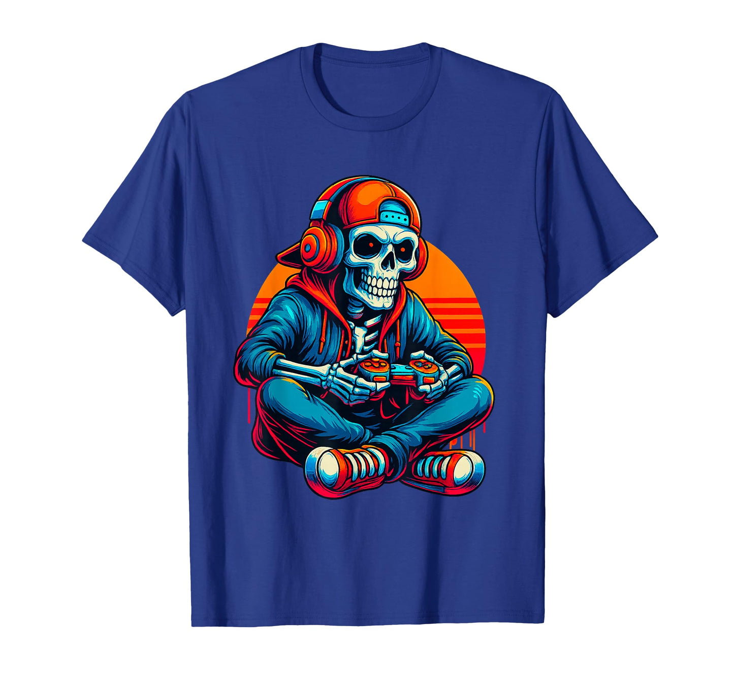 Halloween Skeleton Gamer Video Gaming Boys Men Kids Tees T-Shirt
