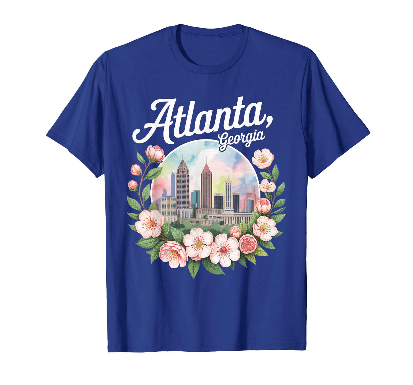 Atlanta Georgia Skyline Floral Wreath Boho Souvenir T-Shirt