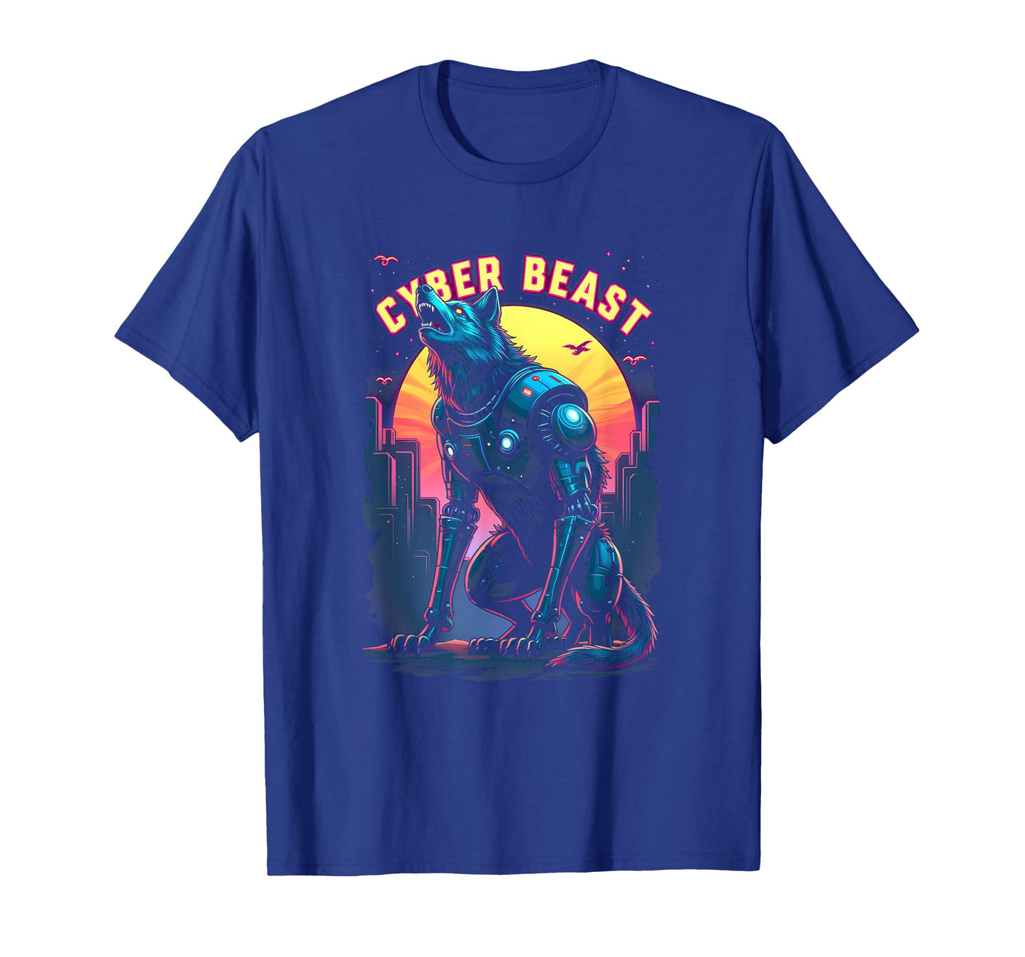 Futuristic Wolf Howl - Cyber Beast Mech Wolf T-Shirt