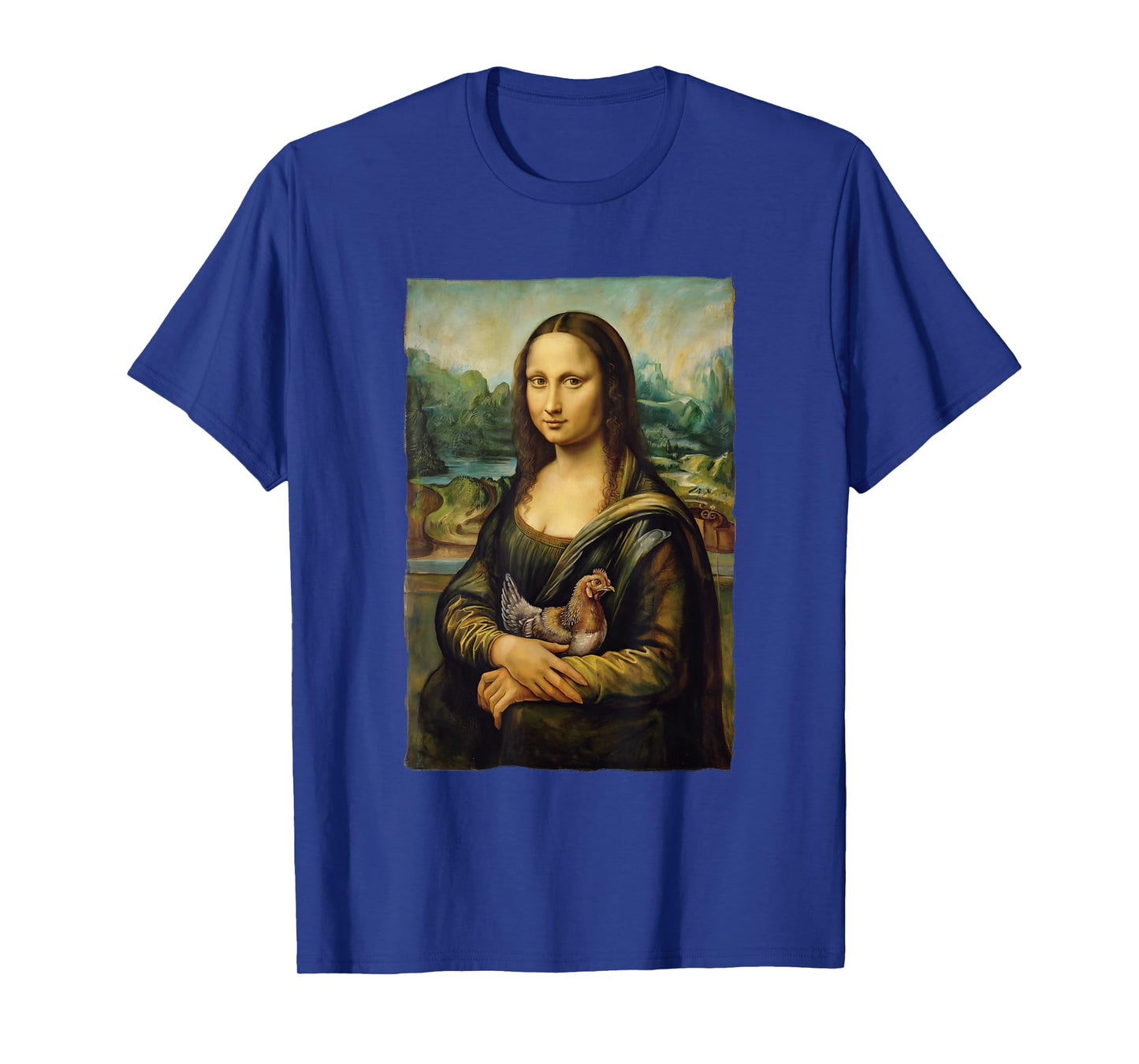Mona Lisa Holding Chicken Portrait Art Painting T-Shirt